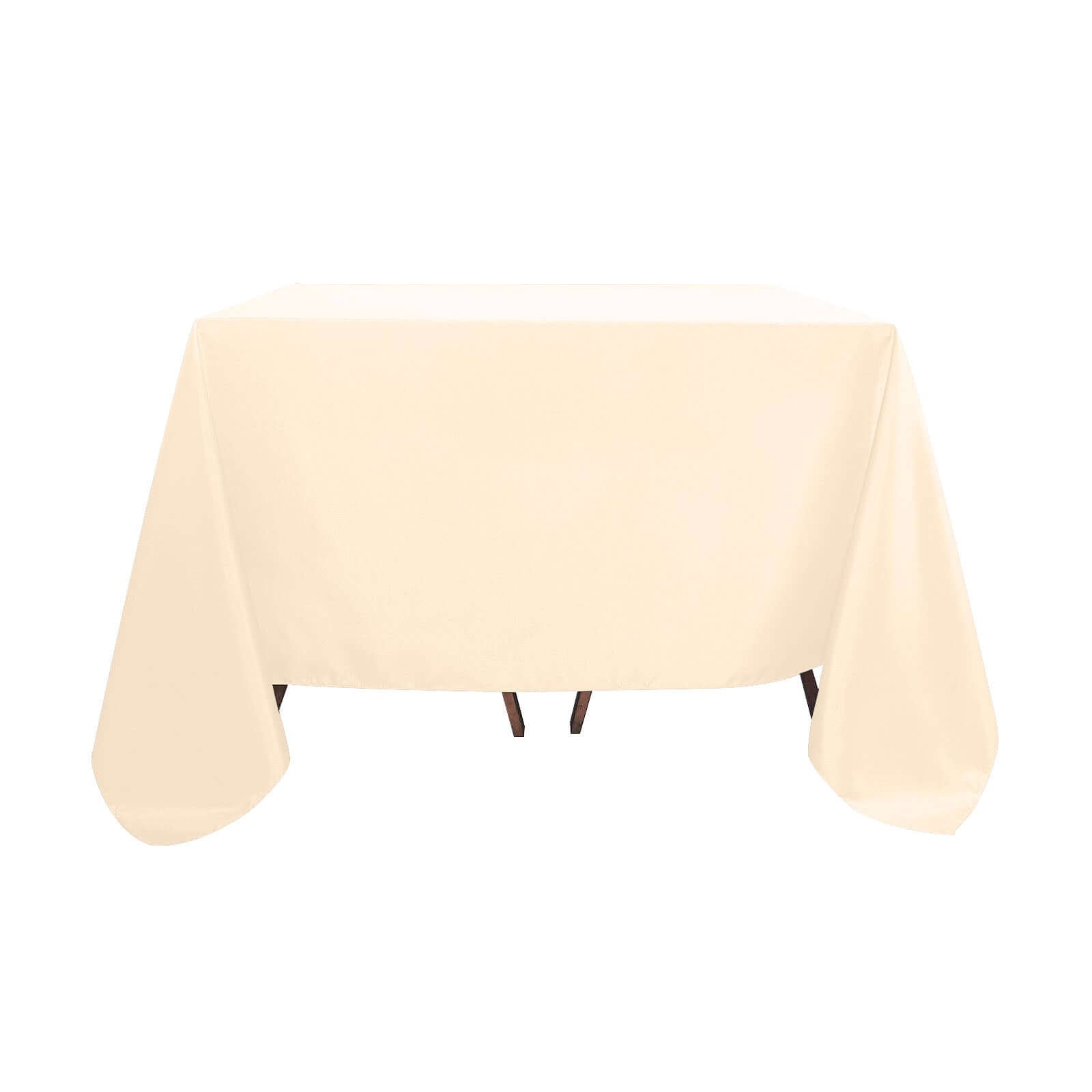 Beige 90x90 Polyester Square Tablecloth - Durable & Wrinkle-Resistant