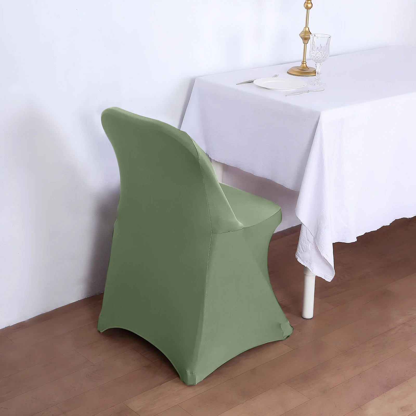 10-Pack Durable Dusty Sage Green Spandex Chair Covers for Folding Chairs - 160GSM Fitted Slipcovers