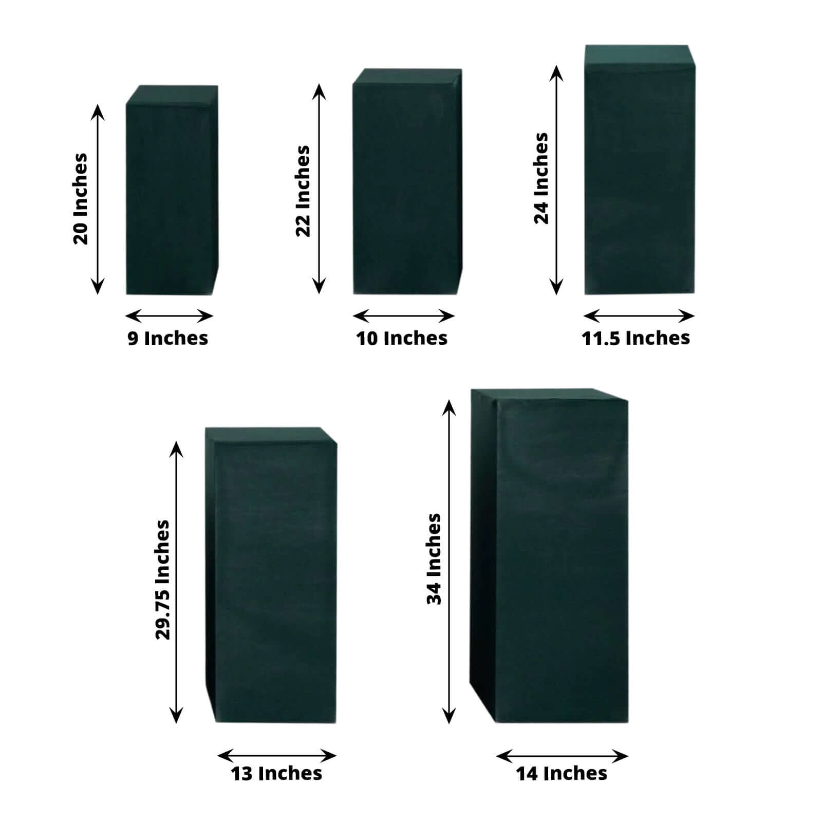 Hot Deal! Set of 5 Hunter Emerald Green Stretchable Spandex Pedestal Stand Covers - 160 GSM