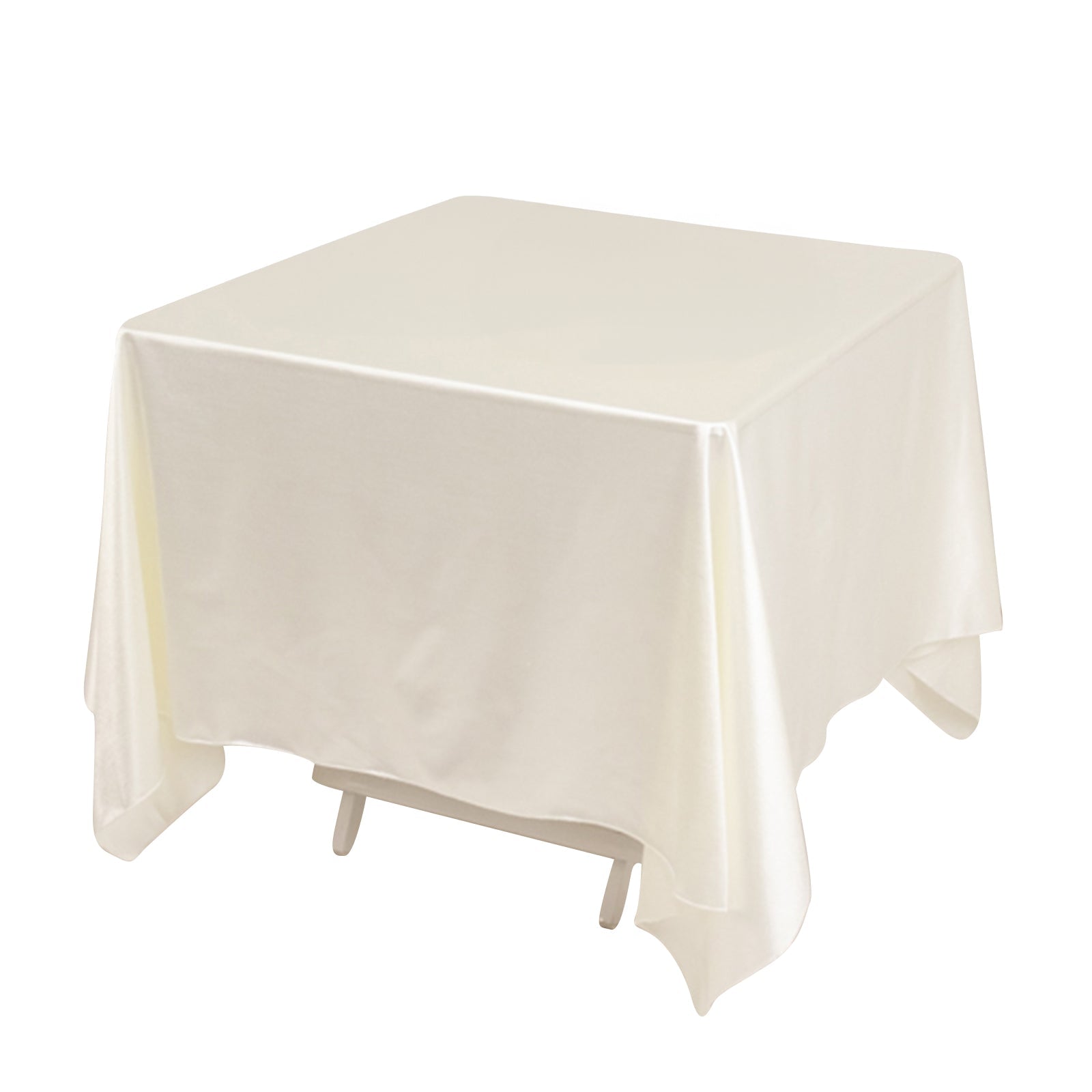 Wrinkle-Free & Stain-Resistant Shimmer Pearl White 70x70 Premium Scuba Square Tablecloth for Weddings and Parties
