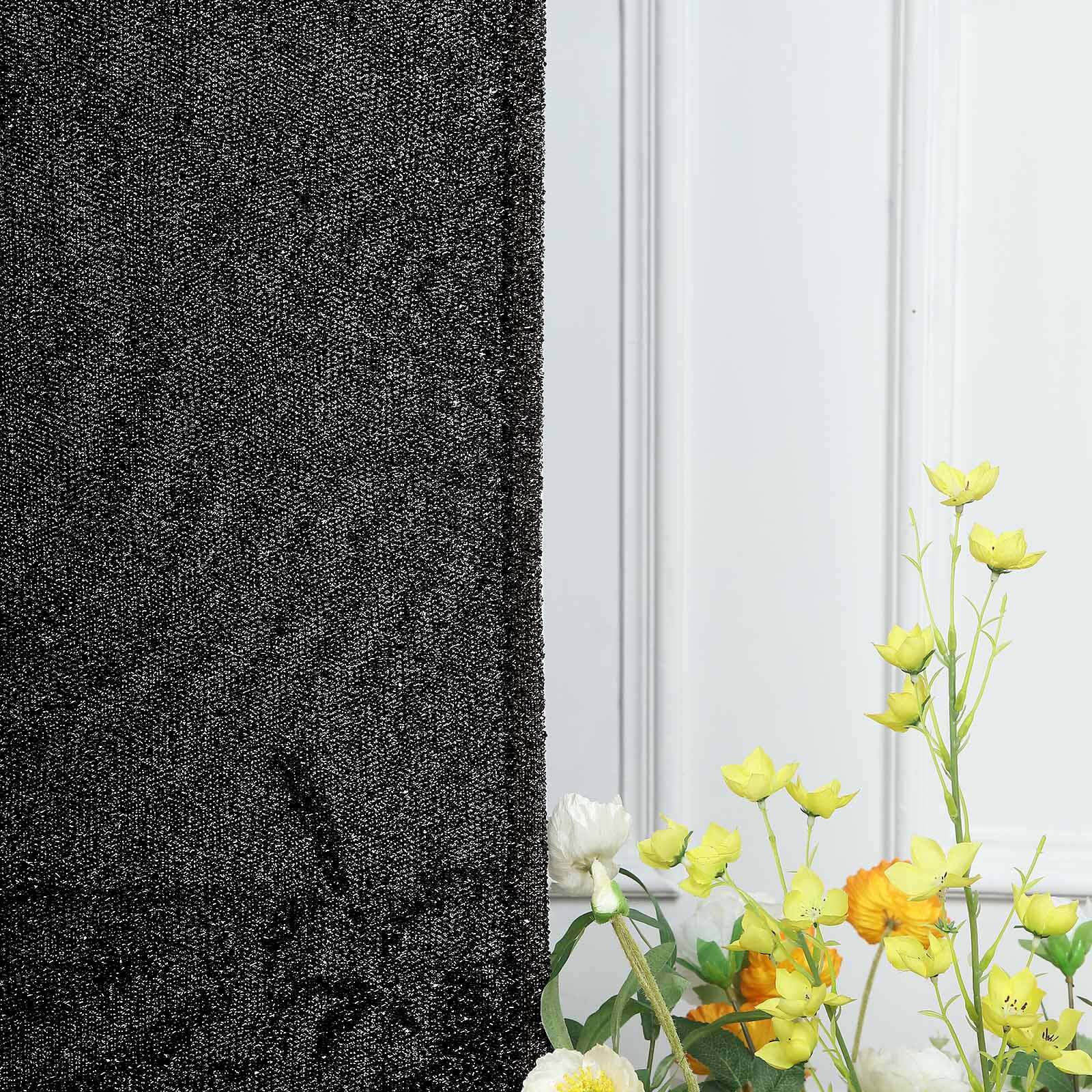 Hot Sale! 5ft Black Shimmer Tinsel Spandex Cover for Fitted Round Top Wedding Arch Backdrop Stand
