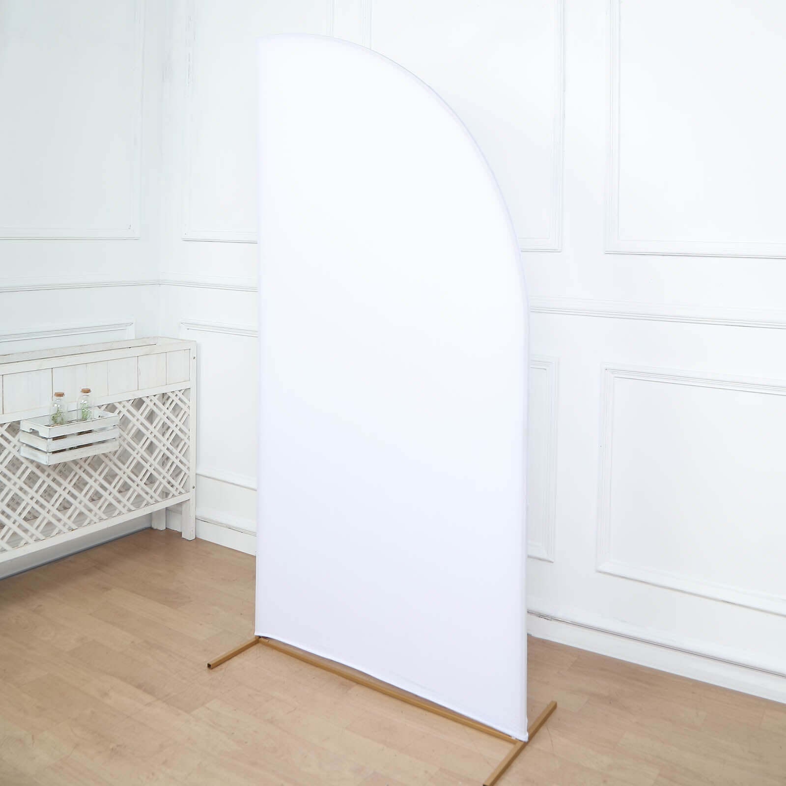 7ft Matte White Spandex Custom-Fit Double-Sided Half Moon Wedding Arch Backdrop Cover