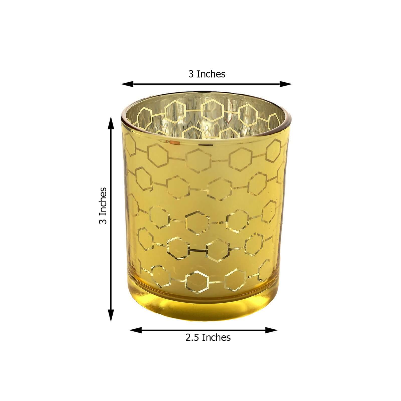 Hot Sale! 6-Piece Set of Gold Mercury Glass Votive Candle Holders with Honeycomb Design
