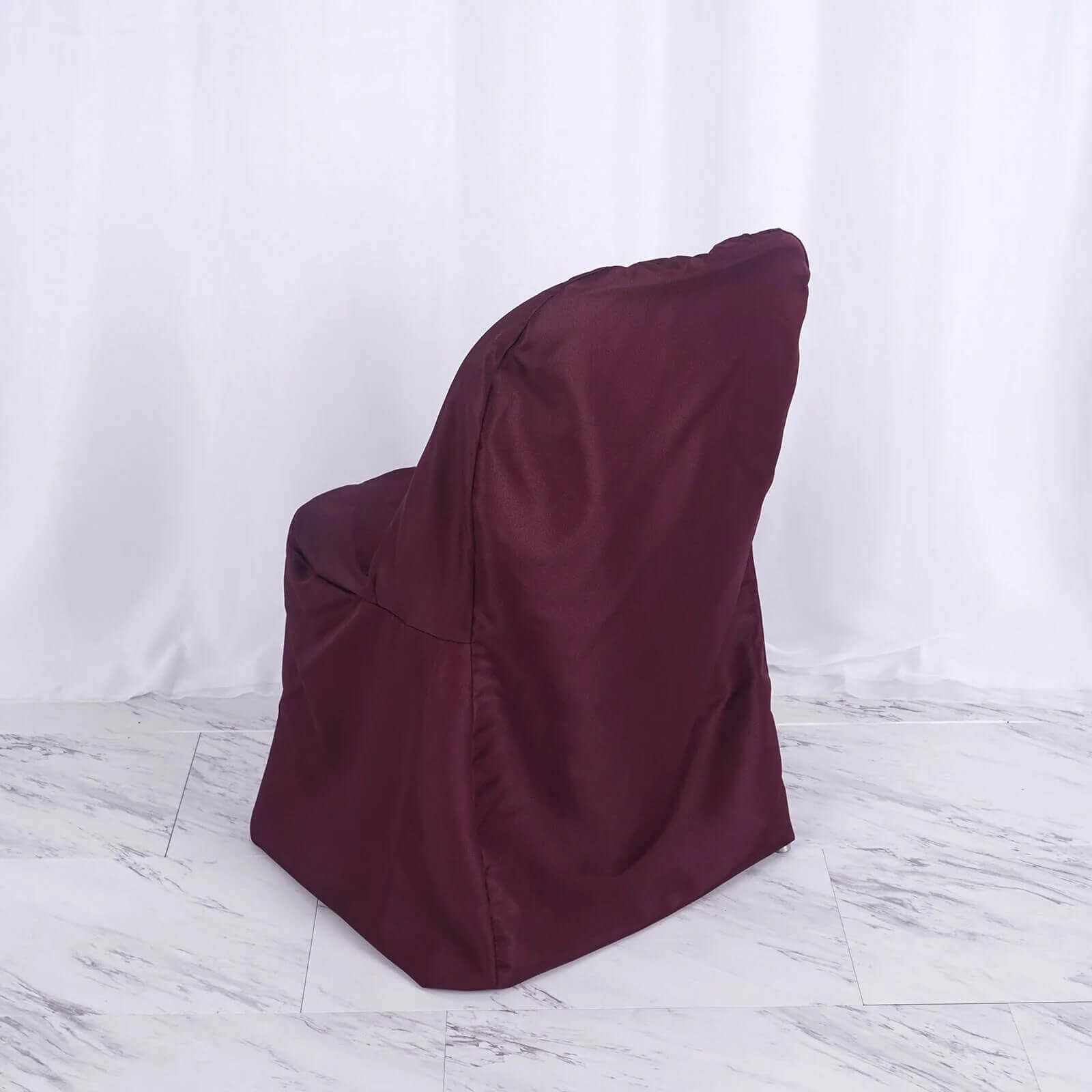 10-Piece Wrinkle-Free, Stain-Resistant Burgundy Polyester Slip-On Chair Covers for Folding Chairs