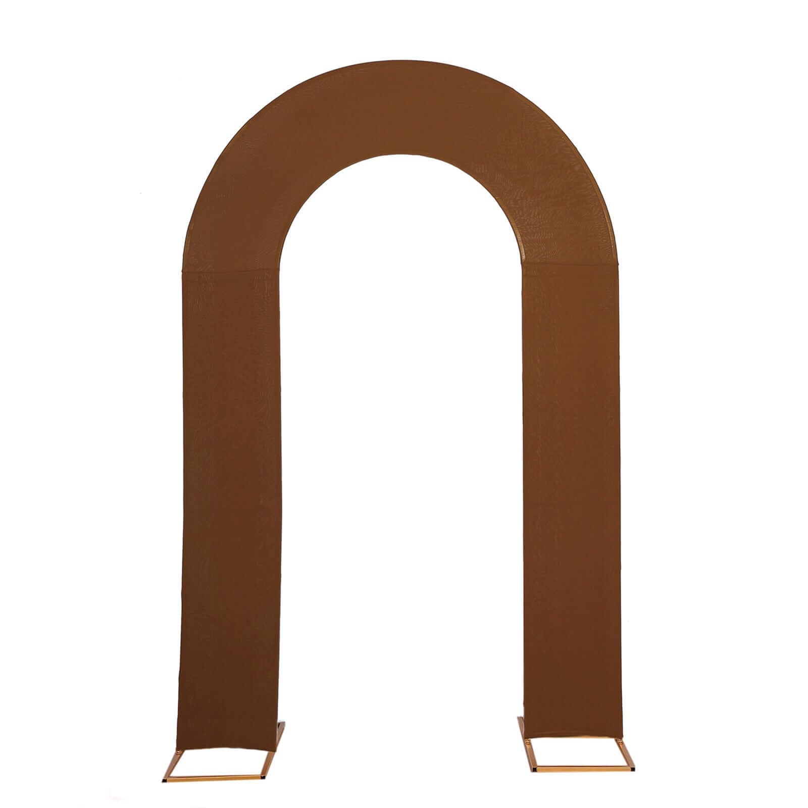 Premium 8ft Cinnamon Brown Spandex U-Shaped Fitted Wedding Arch Cover - Ideal for Events