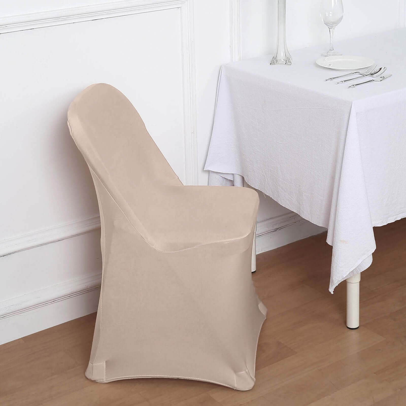 Hot Deal! Reusable & Wrinkle-Resistant 160GSM Nude Spandex Stretch Chair Cover for Folding Chairs