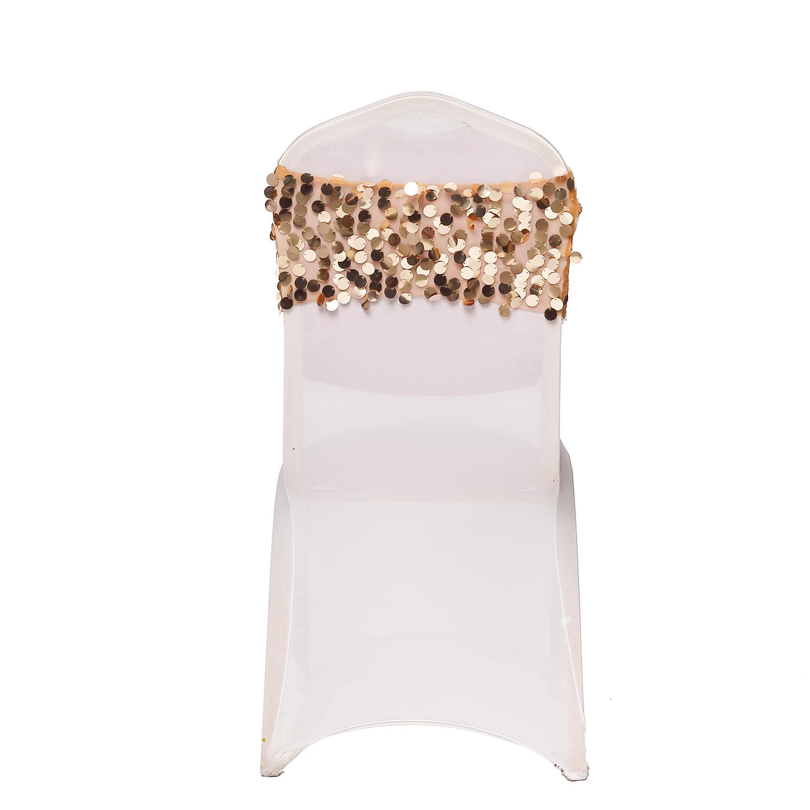 Hot Deal! 5-Pack Gold Big Payette Sequin 13x10 Chair Sash Bands for Weddings & Gatherings