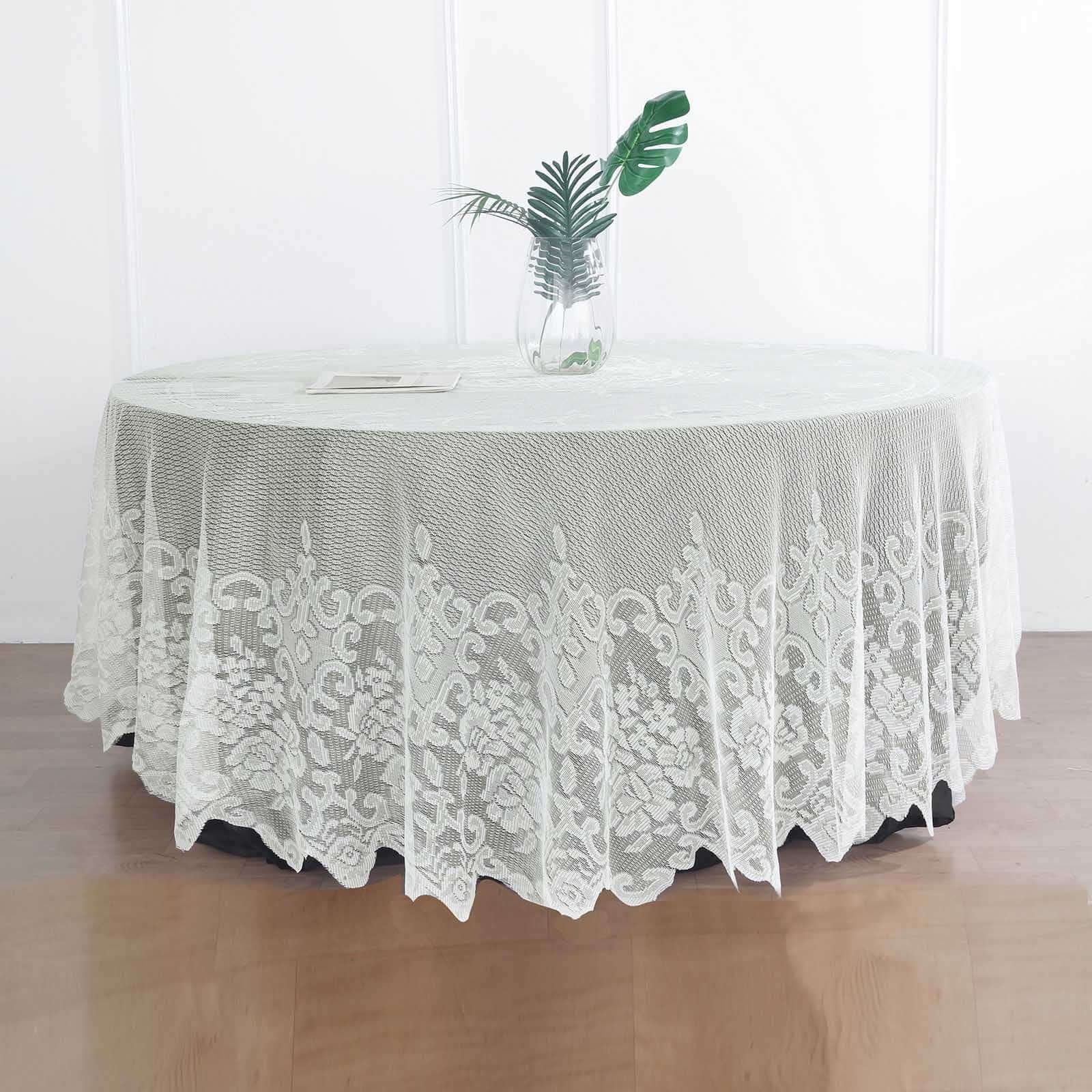 Premium Ivory 108-Inch Round Lace Tablecloth for Formal Events - Ideal Decor