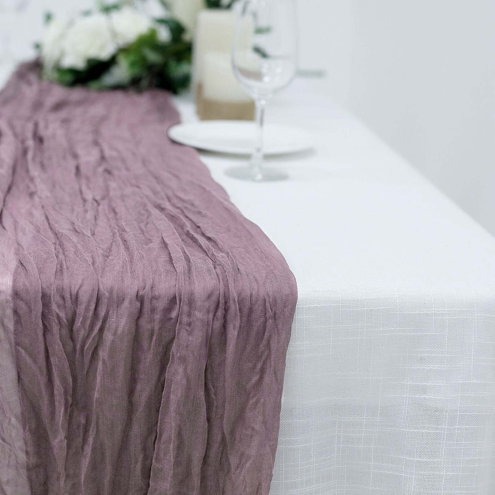 Exclusive Violet Amethyst Cheesecloth Gauze 10ft Table Runner for Rustic Boho Events