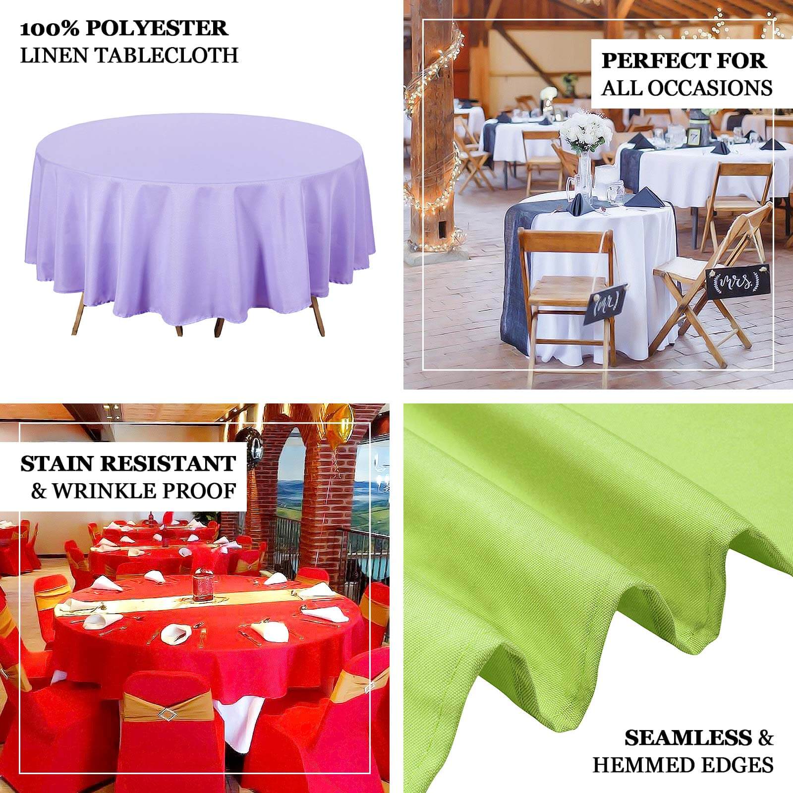 Get This Light Blue 90-Inch Round Polyester Tablecloth - Stain & Wrinkle Free!