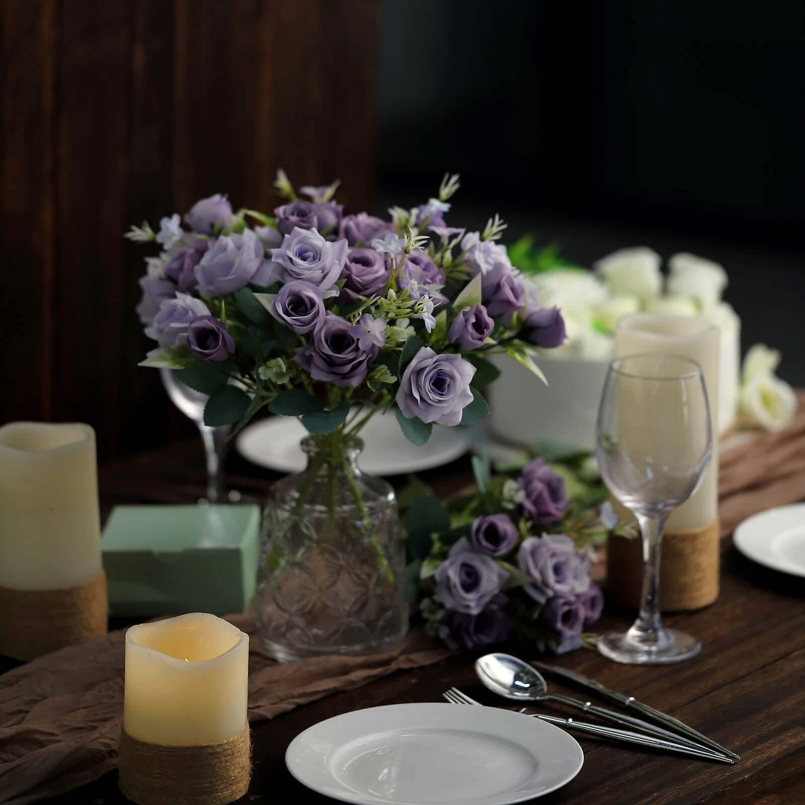 12' Lavender Lilac Artificial Silk Rose Flower Bouquet - Real Touch, Ideal for Decor & Gifts