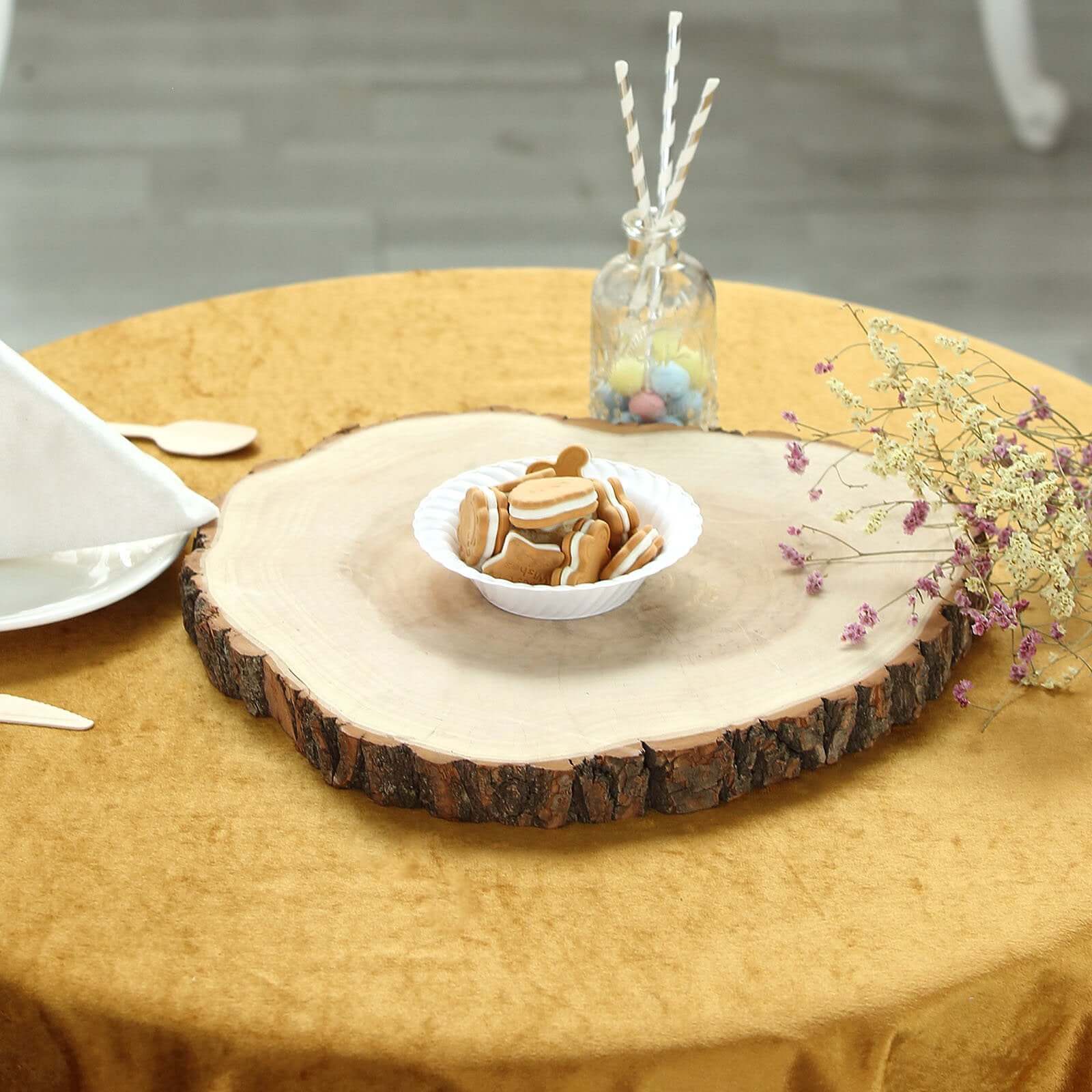 Hot! Polished Rustic Poplar Wood Round Slices for Wedding & Event Decor, 18 Dia