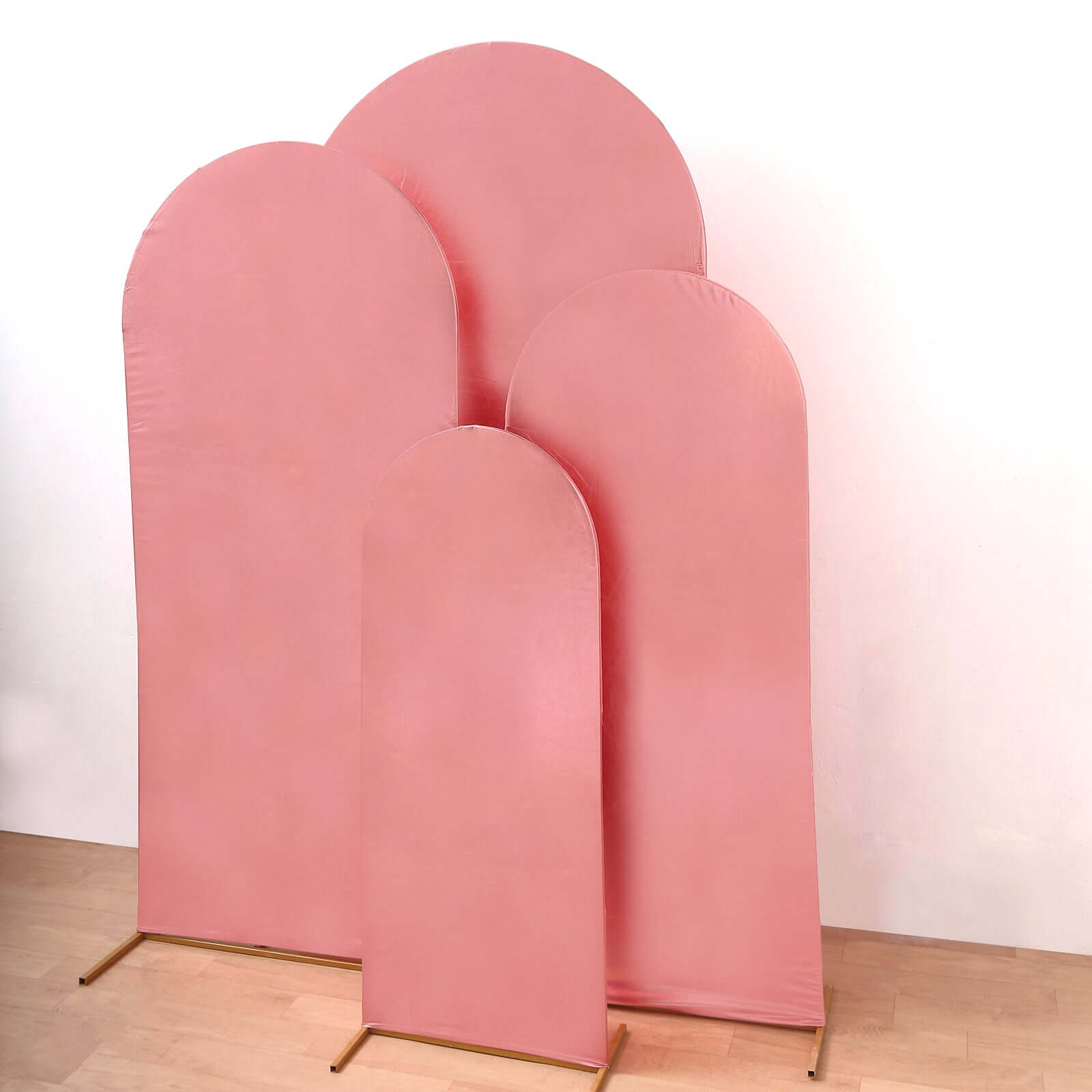 Hot Deal! Set of 4 Rose Gold Shiny Metallic Spandex Covers for Wedding Arch Stand (4ft - 7ft)
