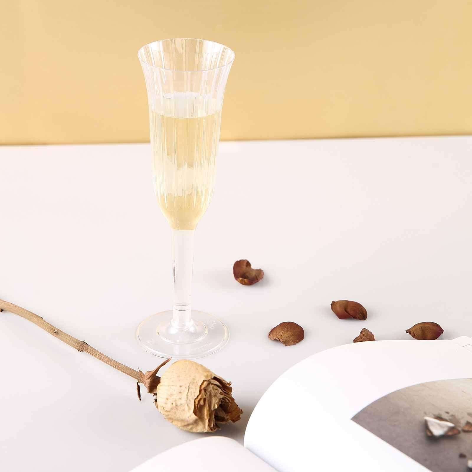 12-Pack Disposable 6oz Clear Flared Plastic Champagne Flutes - Ideal for Special Occasions