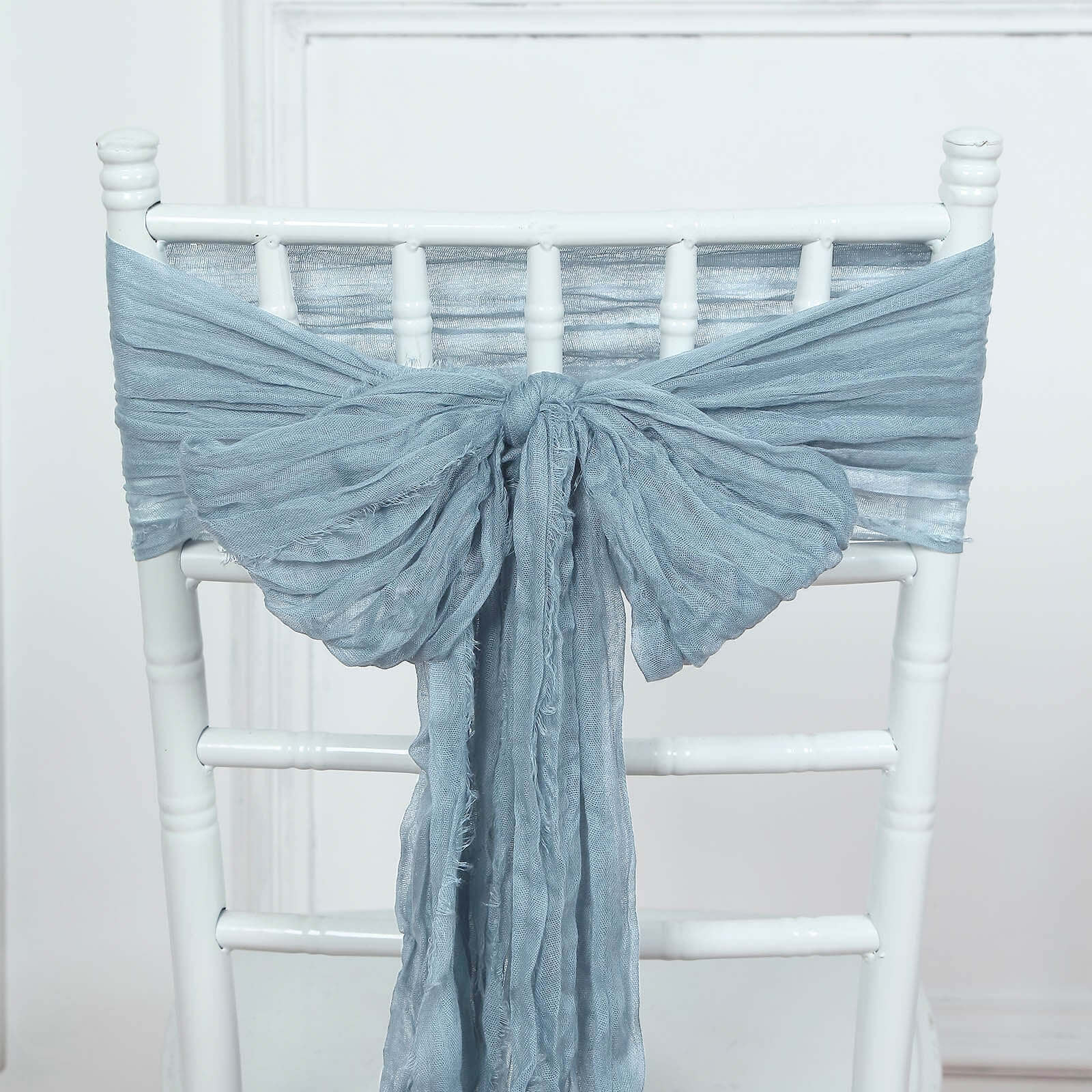 Hot Deal! 5-Piece Set of Dusty Blue Cheesecloth Chair Sashes for Boho Decor