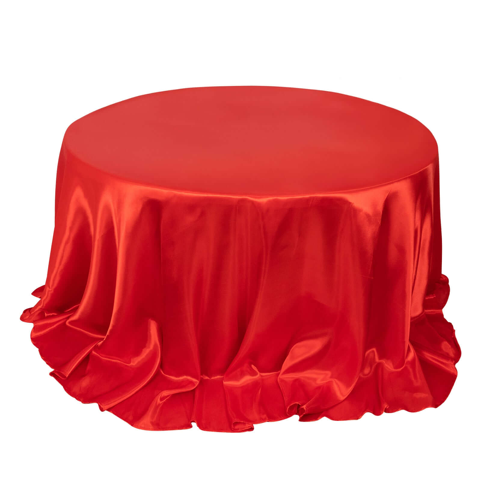 Stylish Seamless Red Satin 132-inch Round Tablecloth for Events