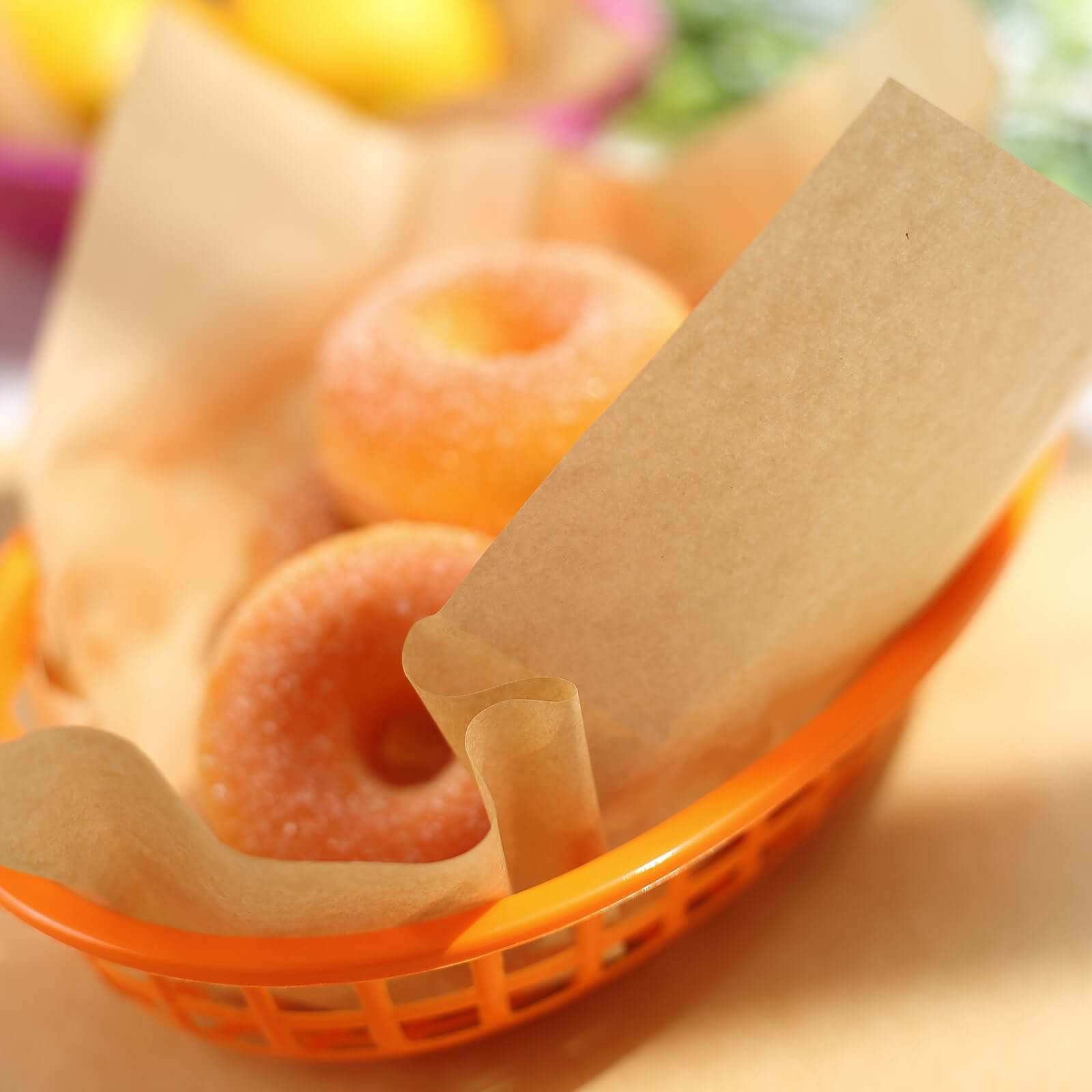 50-Pack Natural Brown Square Wax Paper Basket Liners - Ideal for Food Wrapping