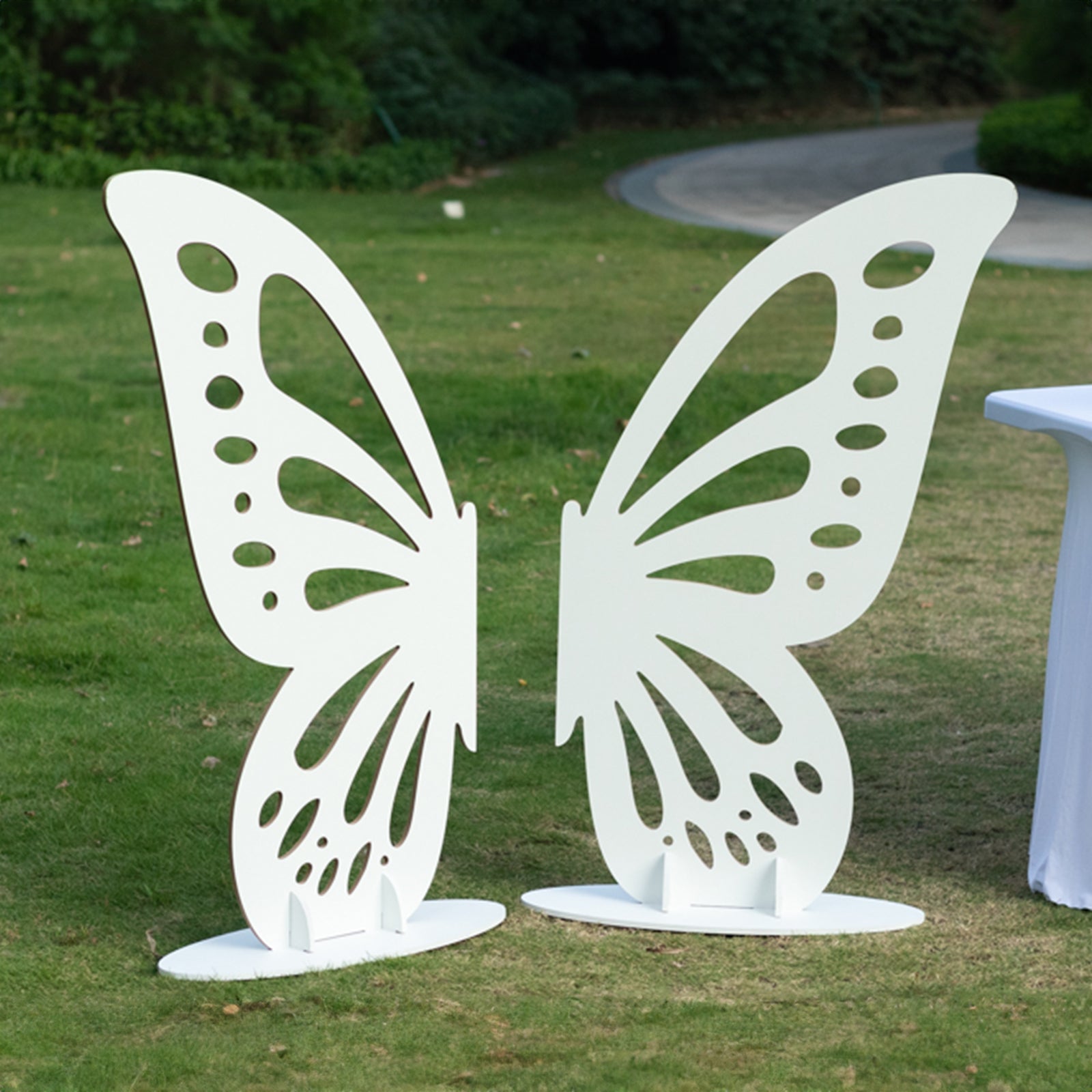 4.5ftx3.5ft White Freestanding Large Wooden Butterfly Wings Backdrop Photo Prop