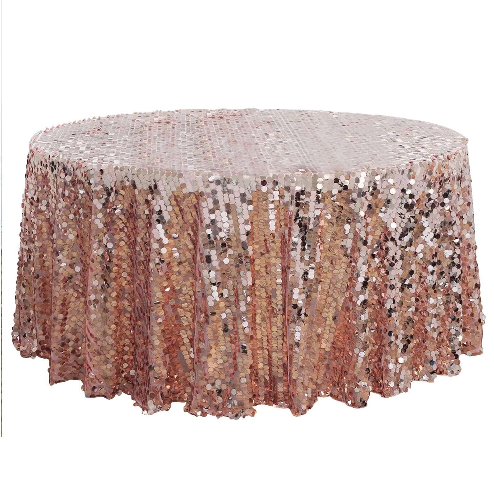 Hot Sale! Rose Gold Sequin Round Tablecloth - 120