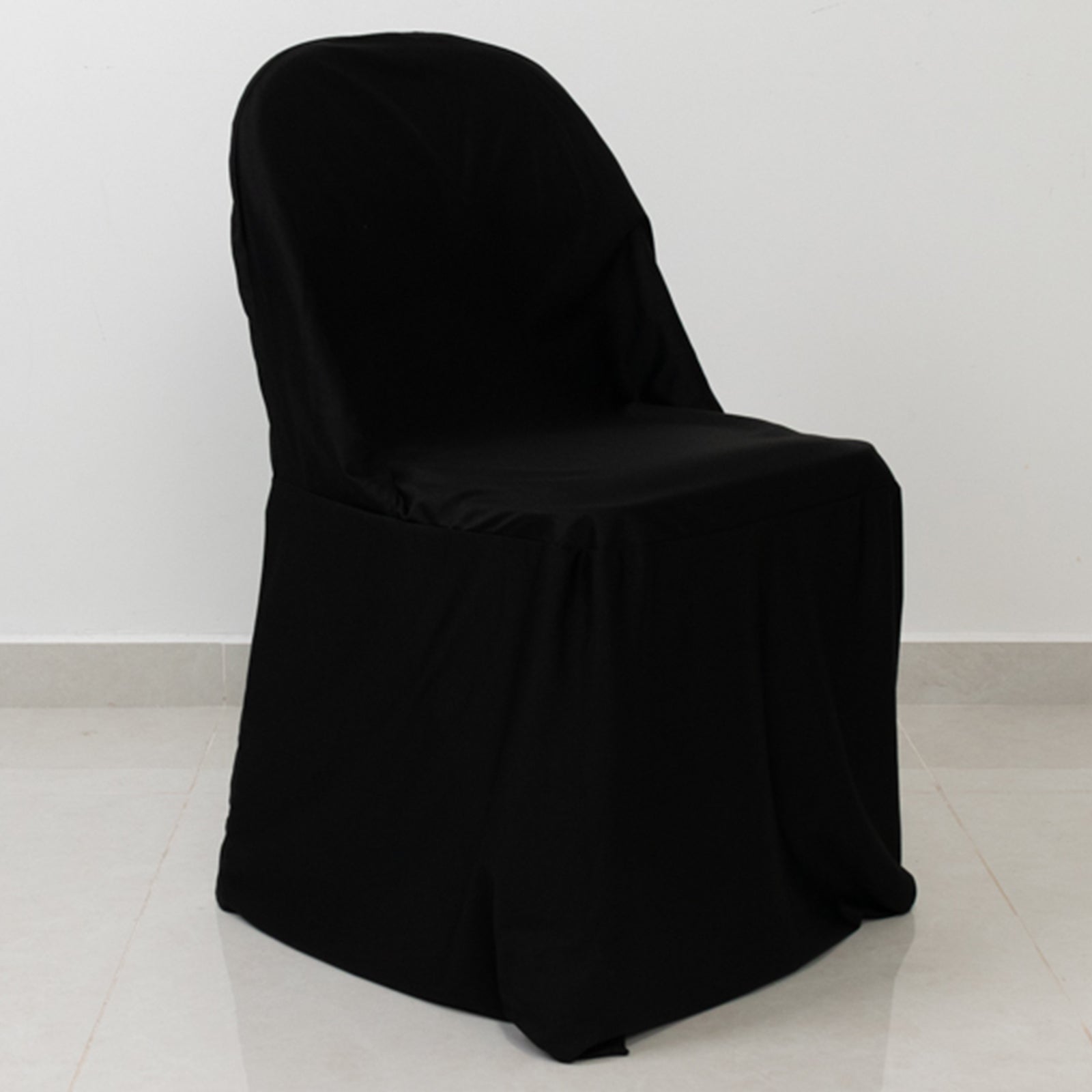 Black Premium Scuba Stretch Folding Chair Cover - Wrinkle-Free & Durable