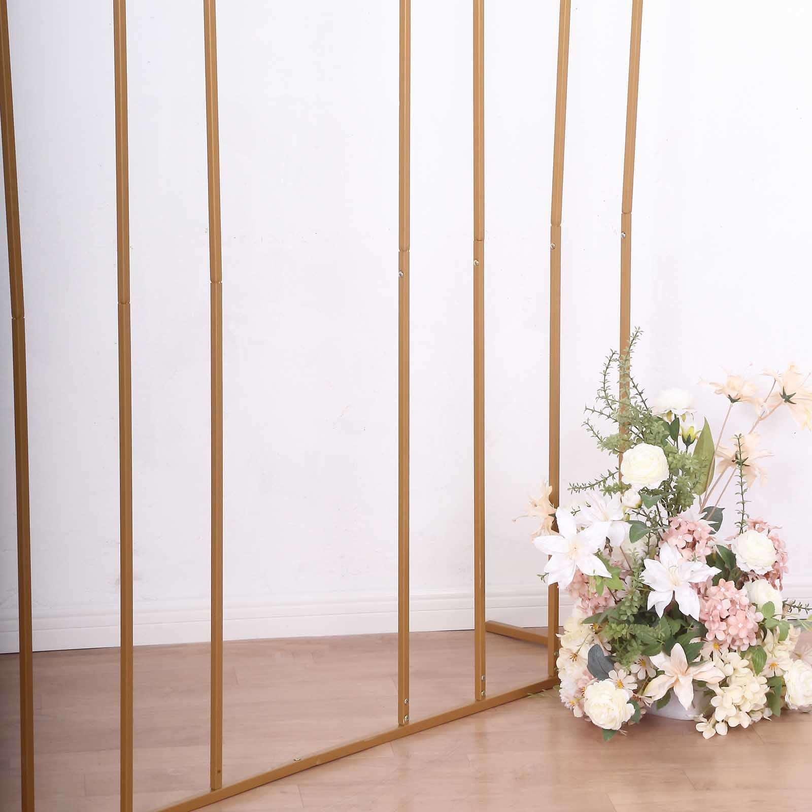 Get This Stunning 8ft Gold Rainbow Round Top Metal Wedding Arch Now!