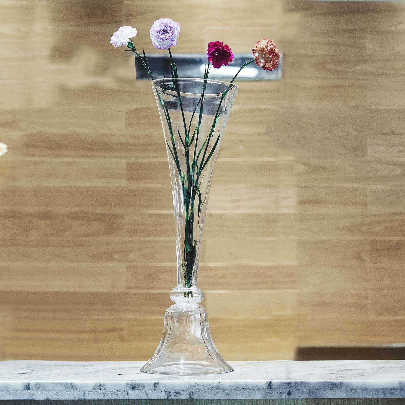 Amazing Set of 2 Clear Glass Trumpet Reversible Vases - 28