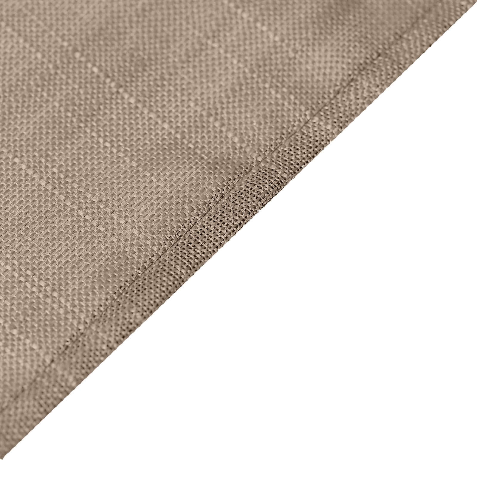Hot! Taupe Faux Linen 120 Round Wrinkle-Resistant Tablecloth