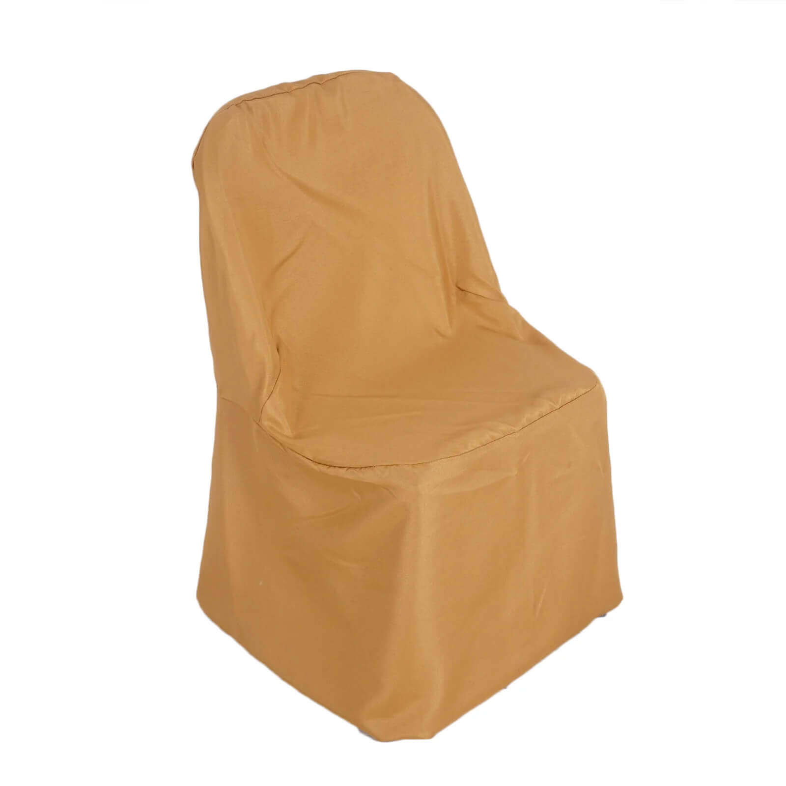 10-Piece Set of Gold Polyester Slip-On Chair Covers for Folding Chairs - Wrinkle-Free & Stain-Resistant