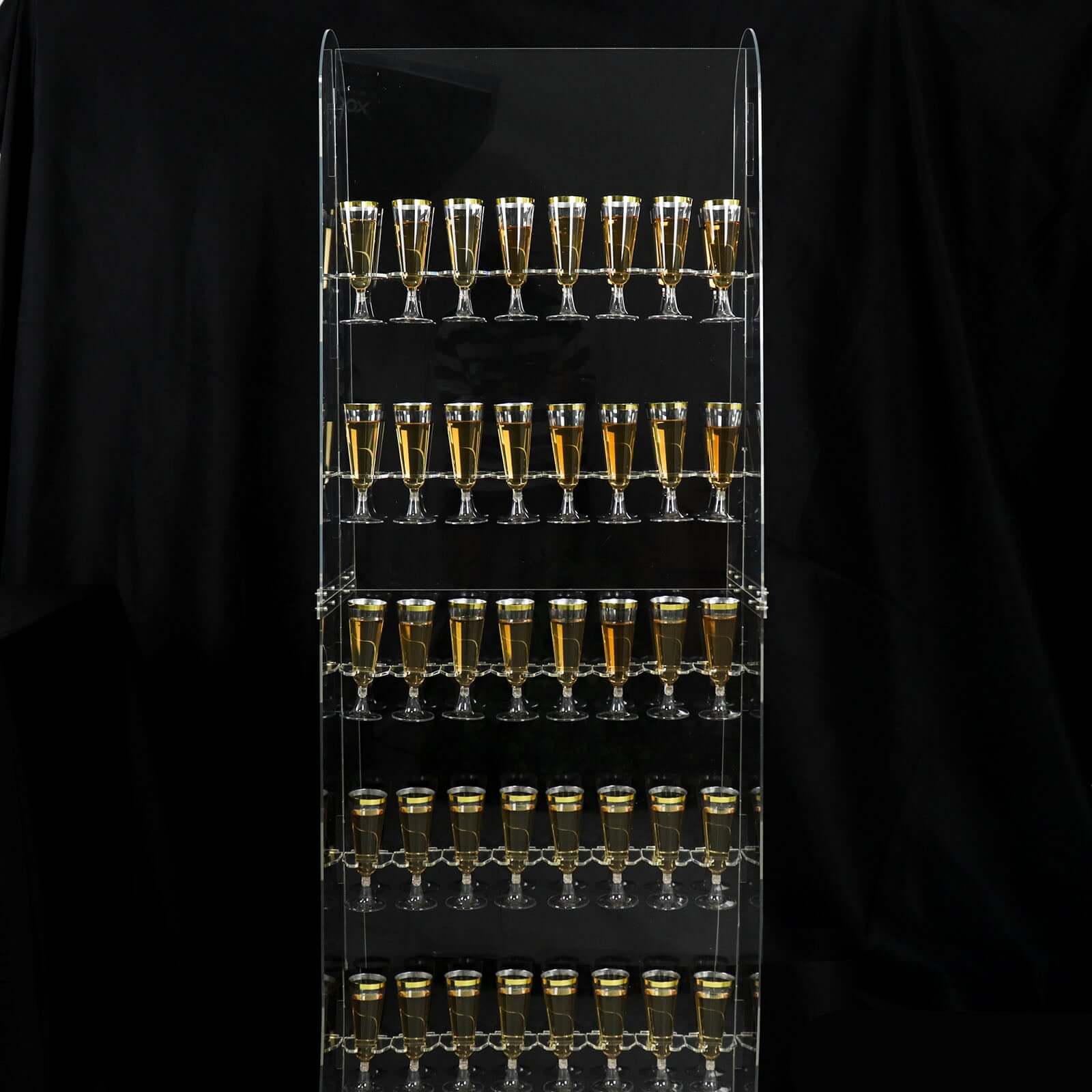 5-Foot Clear 5-Tier Acrylic Champagne Wall Glass Holder for 40 Stemware, Ideal for Classy Events