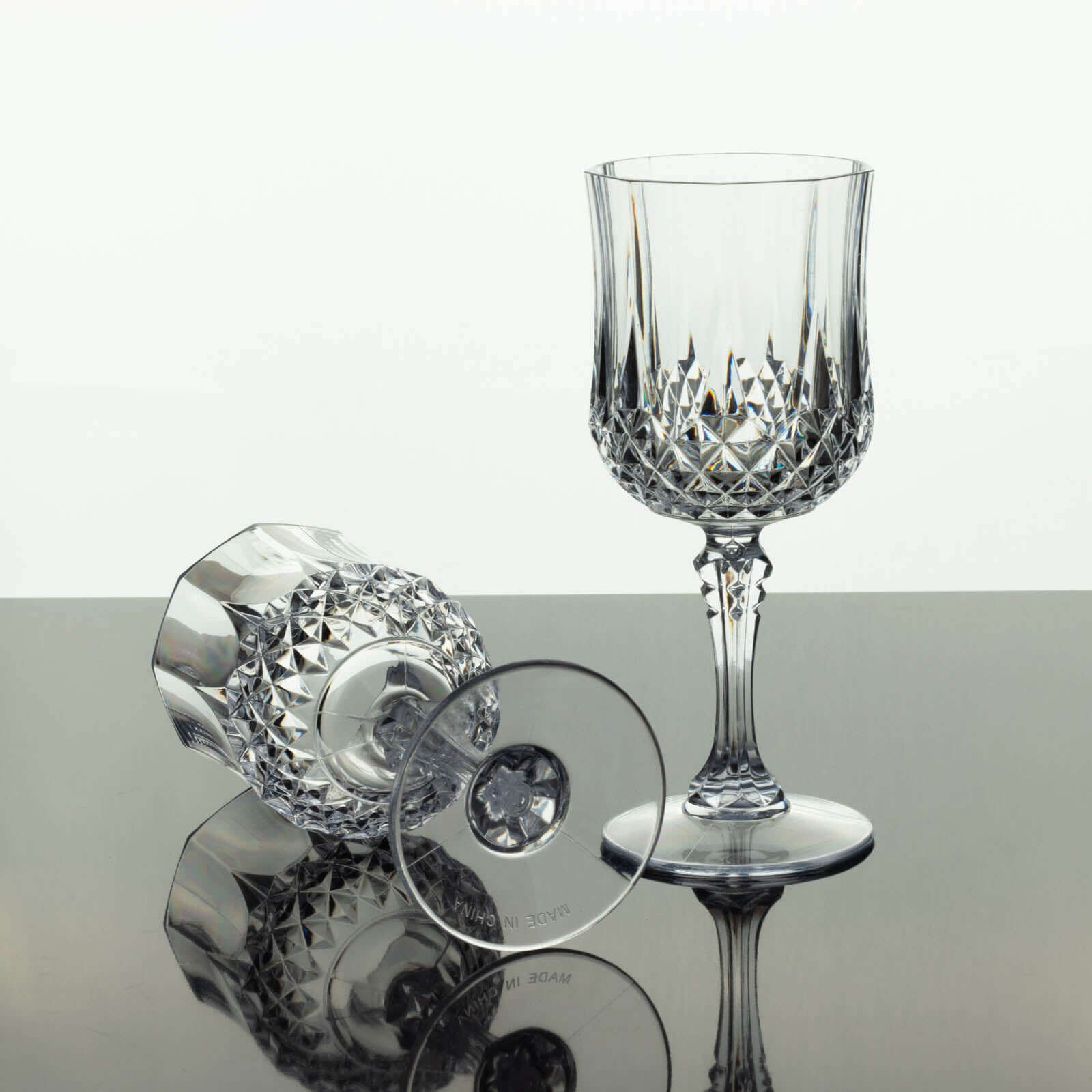 Hot Deal! 6-Pack Shatterproof 8oz Clear Plastic Cocktail Goblets with Crystal Cut Design
