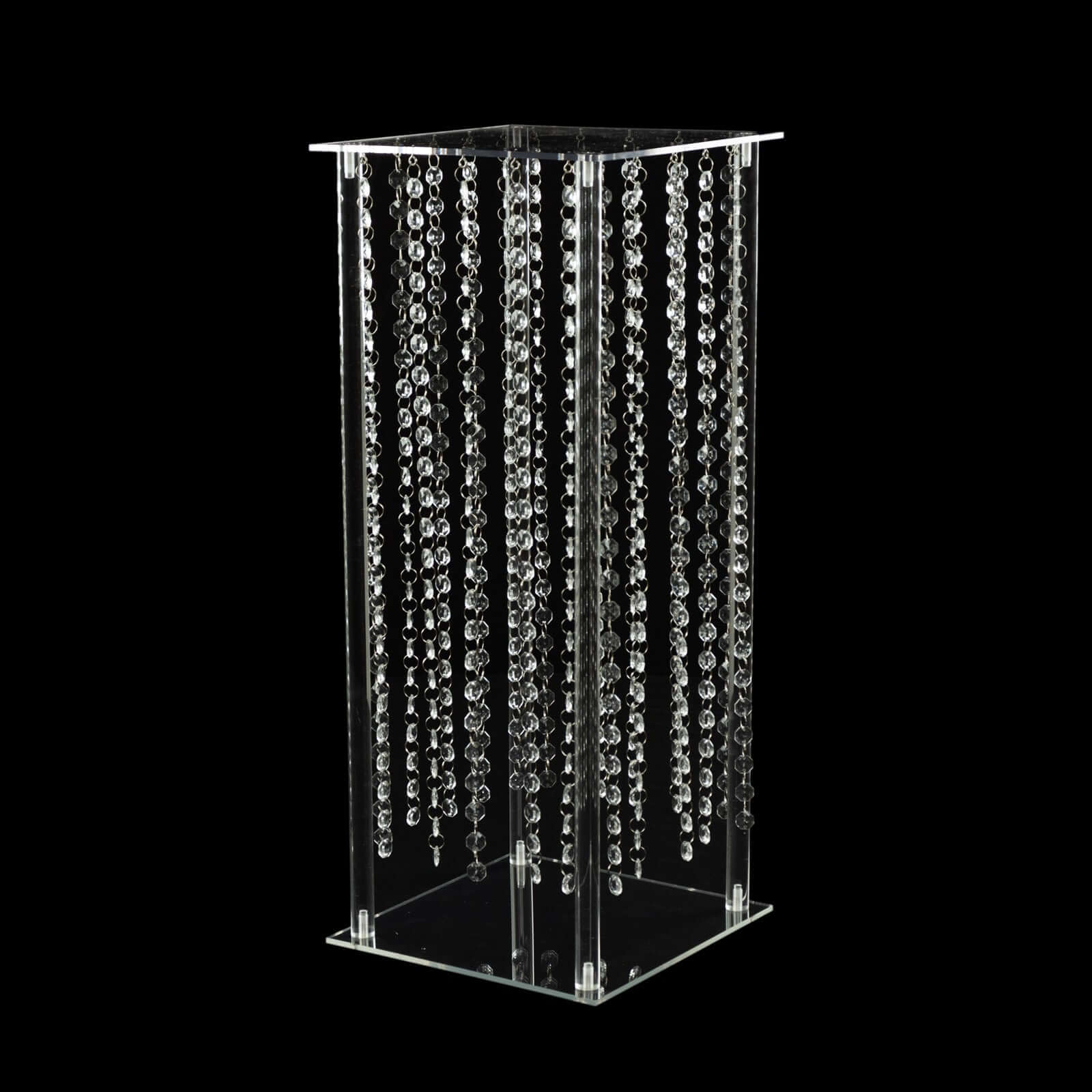 Clear Acrylic Flower Pedestal Vase with Crystal Beads - Ideal Durable Wedding Table Centerpiece, 24 Inches
