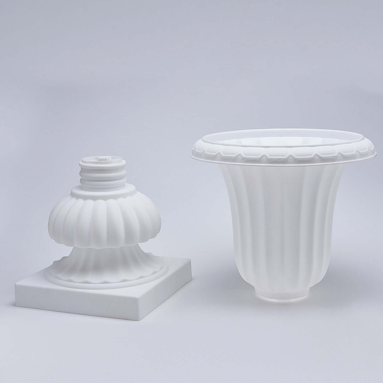 2-Pack PVC White Floral Urn Planter Pedestal Flower Pot Plant Stand