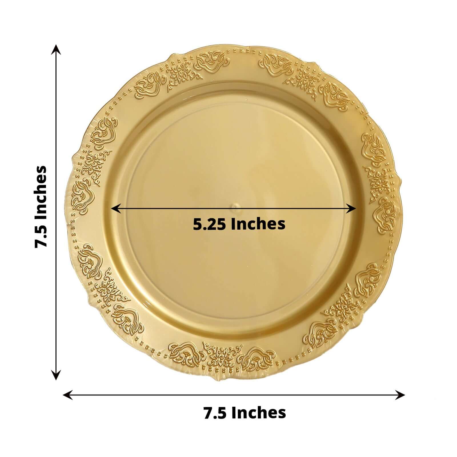 Hot Deal! 10-Pack Gold Embossed Scalloped Edge Plastic Round 7.5
