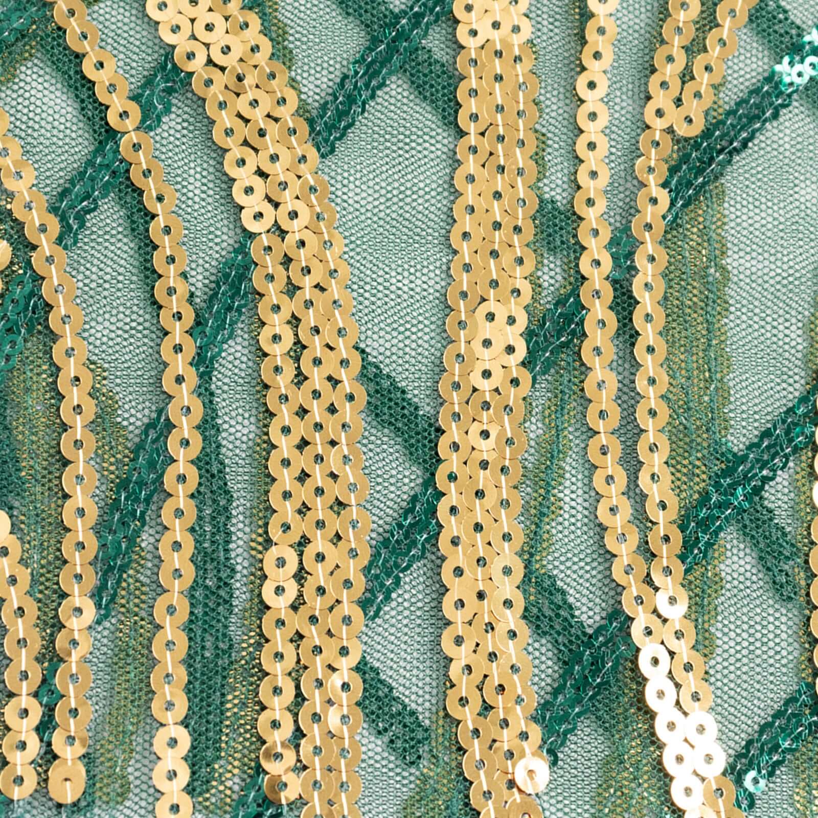 Hot Deal! 5-Pack Hunter Emerald Green/Gold Chair Sash Bands with Wave Embroidered Sequins