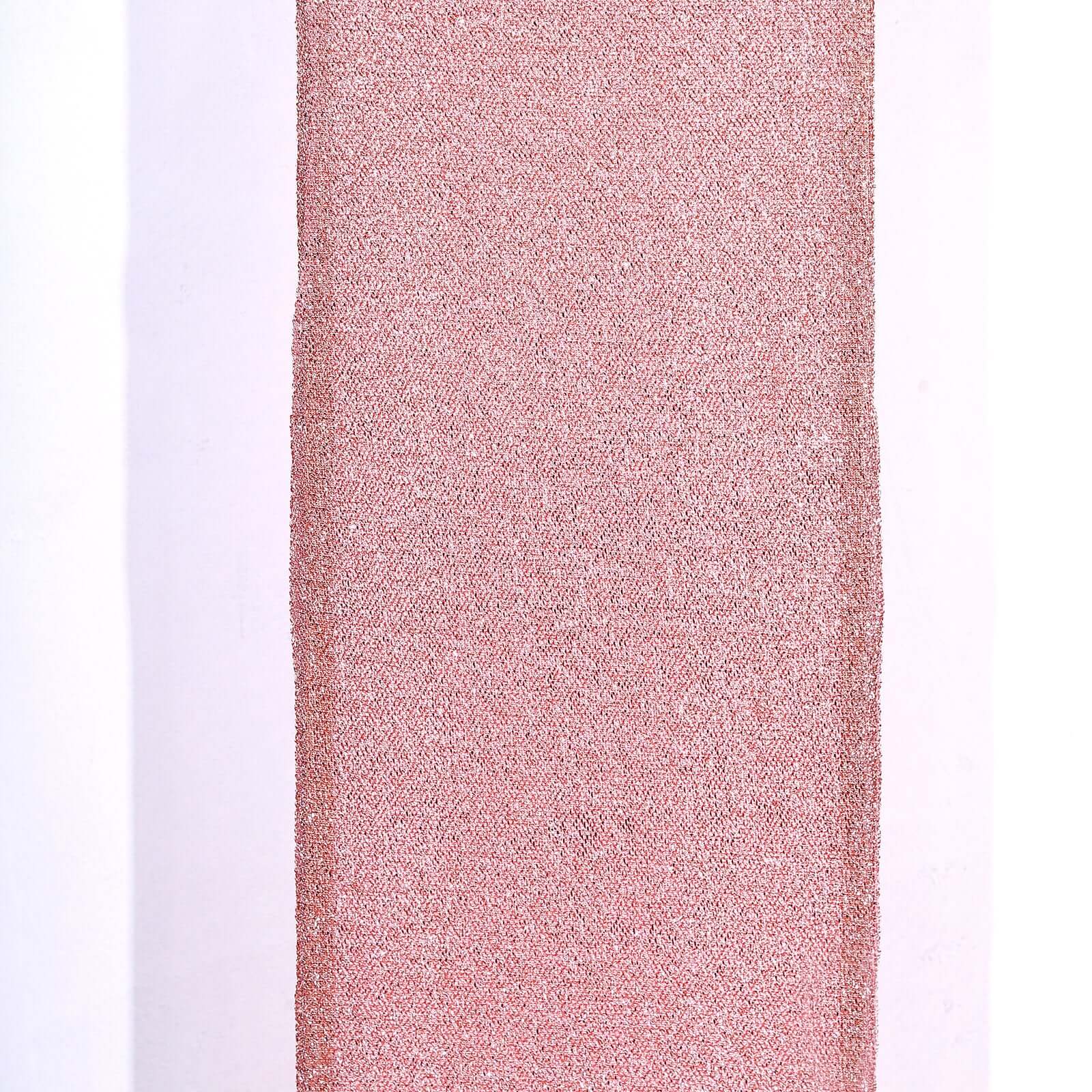 Premium 8ft Rose Gold Shimmer Tinsel Spandex U-Shaped Wedding Arch Slipcover - Ideal for Events