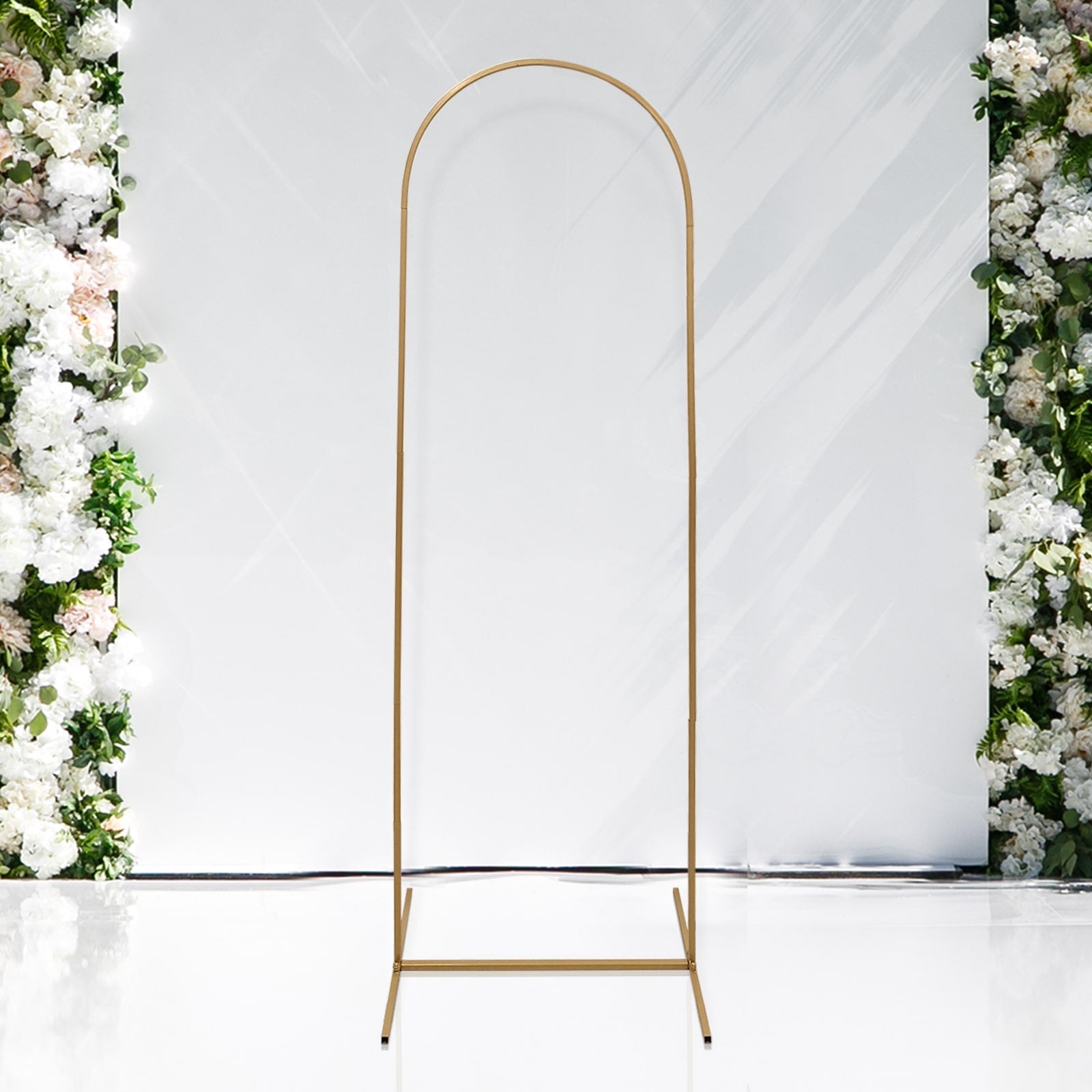 6ft Gold Metal Round Top Wedding Arch - Ideal for Ceremonies & Photos