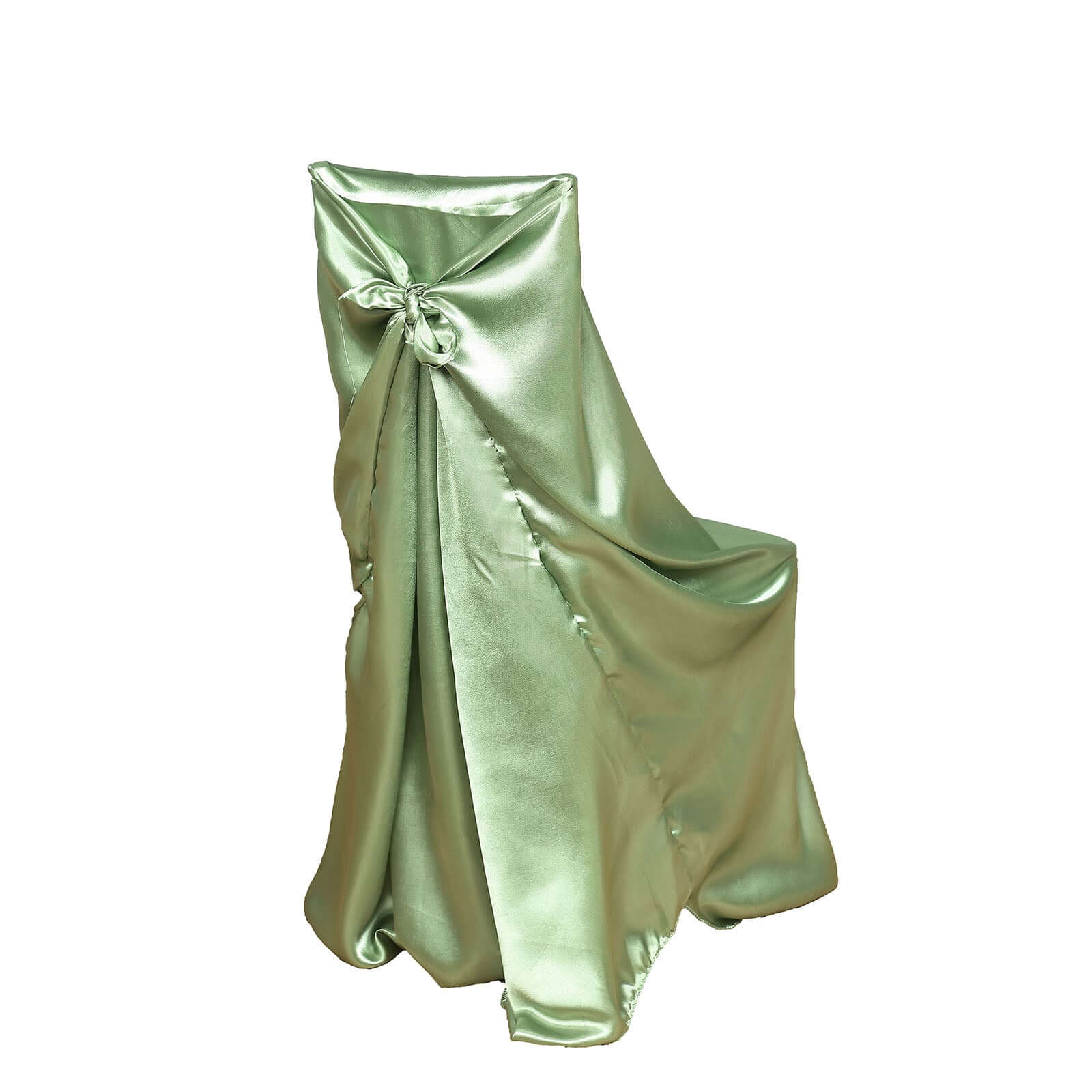 Sage Green Satin Self - Tie Chair Cover: Universal for Folding, Dining & Banquet Chairs