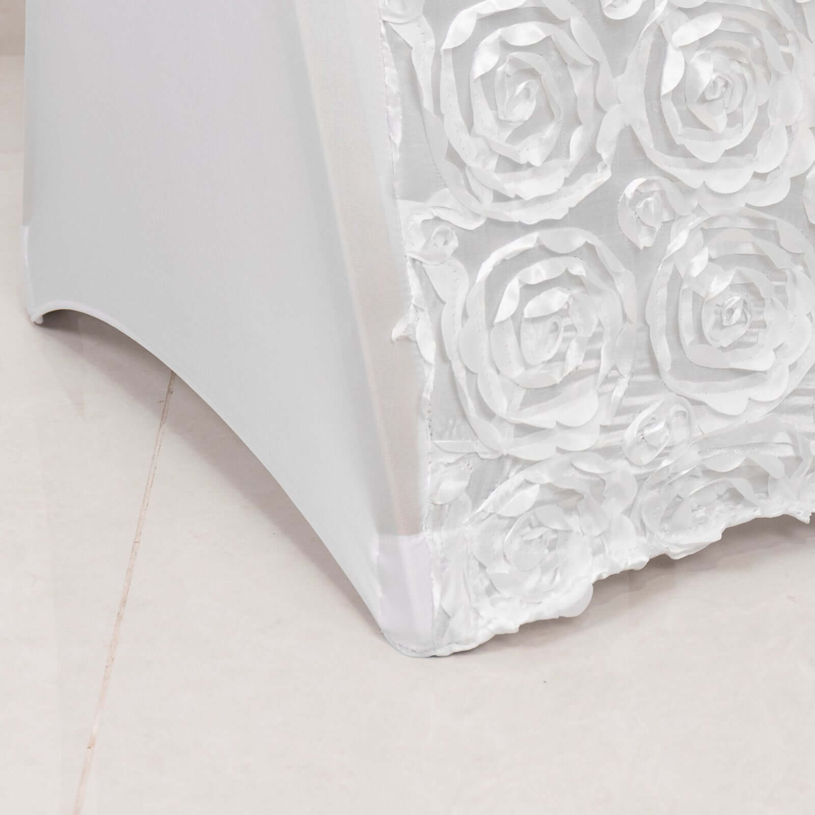Hot Deal! White Satin Rosette Stretch Chair Covers for Banquet Chairs - Ideal for Elegant Gatherings