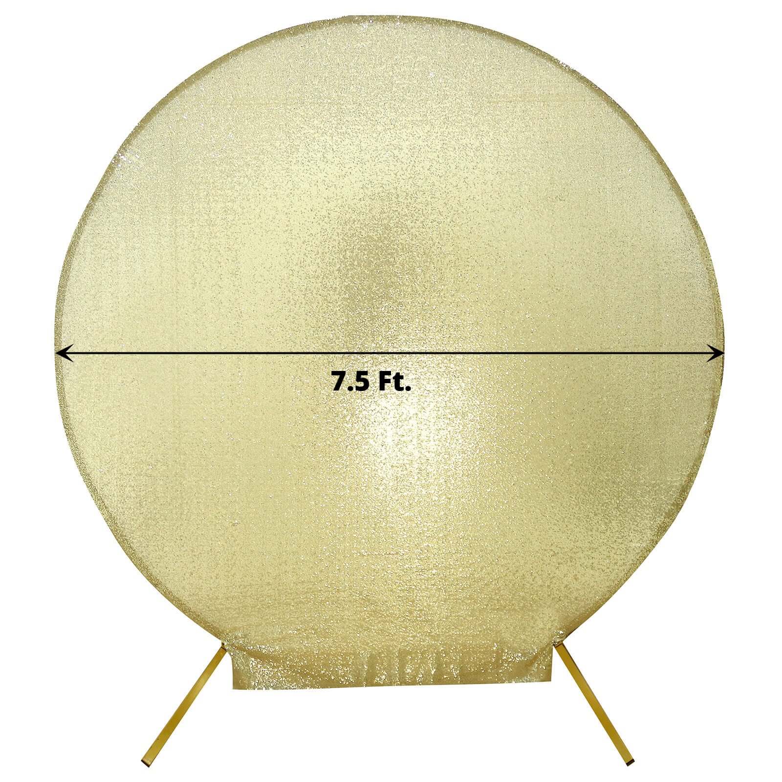 Exclusive 7.5ft Champagne Sequin Round Wedding Arch Cover, 2-Sided Shiny Photo Backdrop