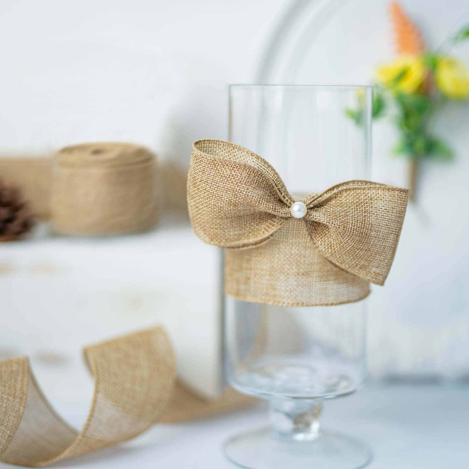 Wholesale 2.5' x 10 Yards Natural Tone Wired Burlap Ribbon - Great Deal!