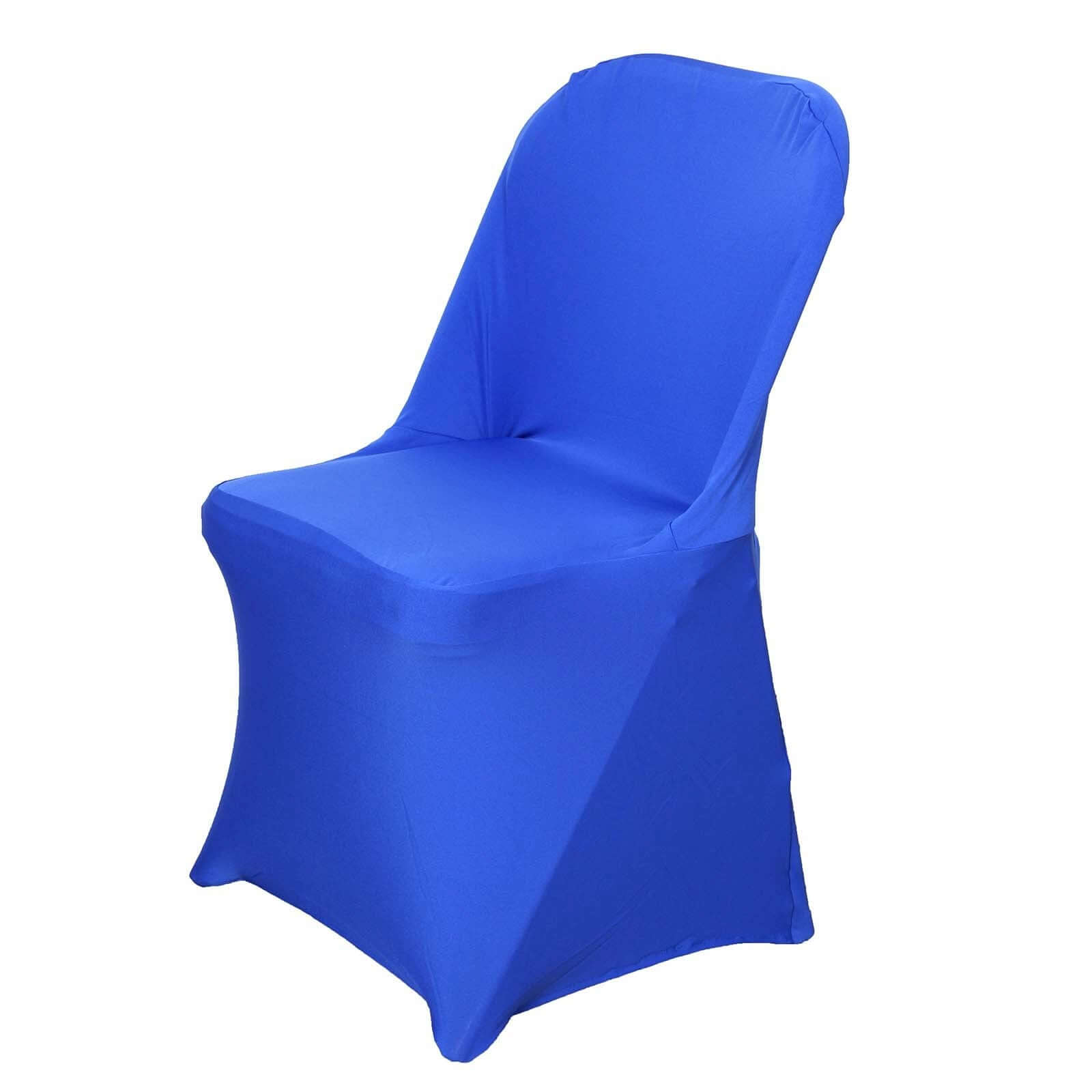 Reusable & Wrinkle-Resistant 160GSM Royal Blue Stretch Spandex Fitted Slipcover for Folding Chairs