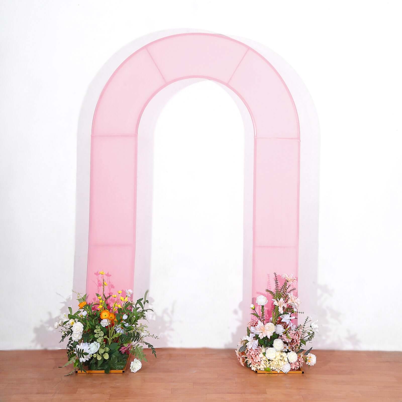 Premium 8ft Pink Spandex U-Shaped Wedding Arch Cover - Perfect for Weddings and Parties