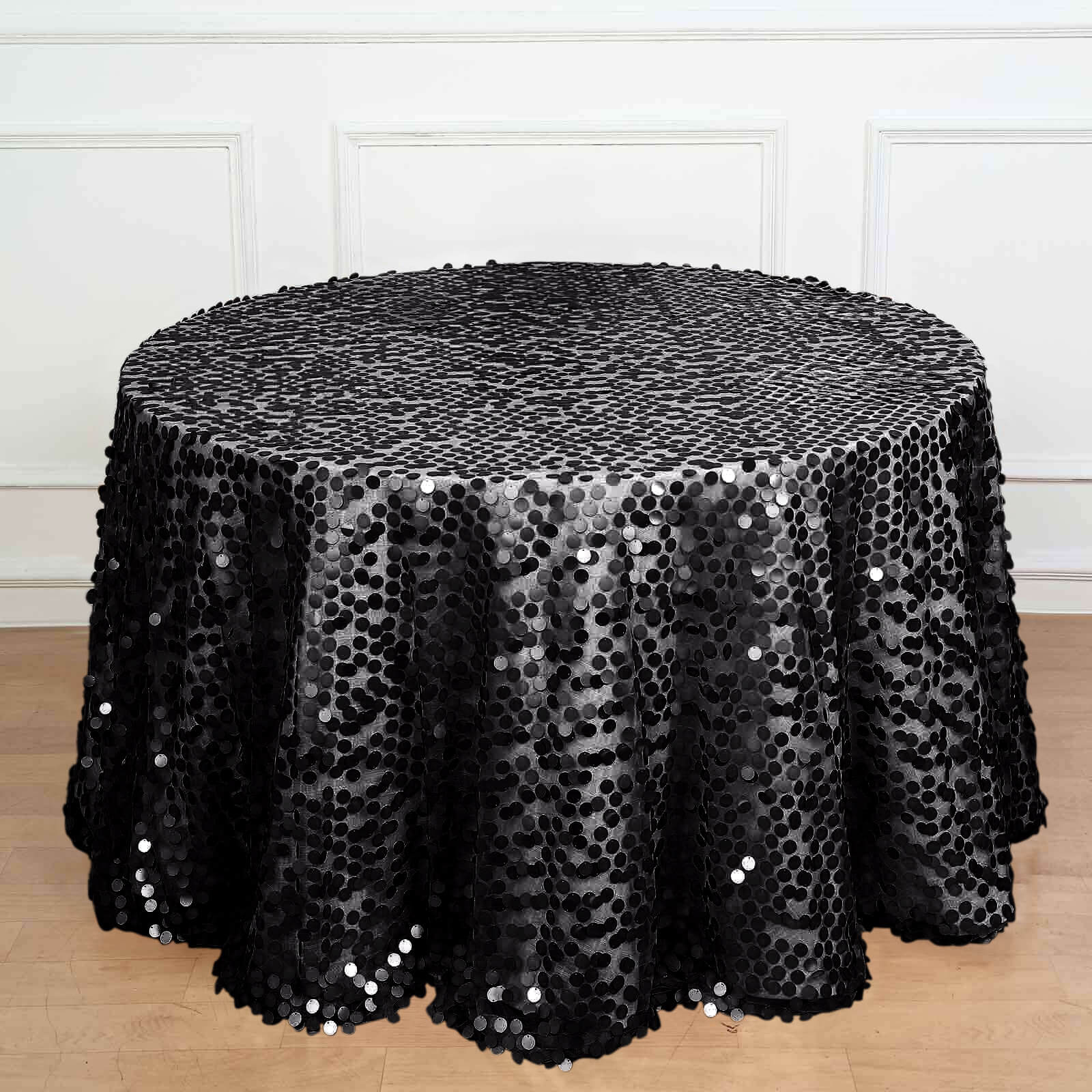 Exclusive Seamless Black Sequin 120 Round Tablecloth for Luxurious Celebrations