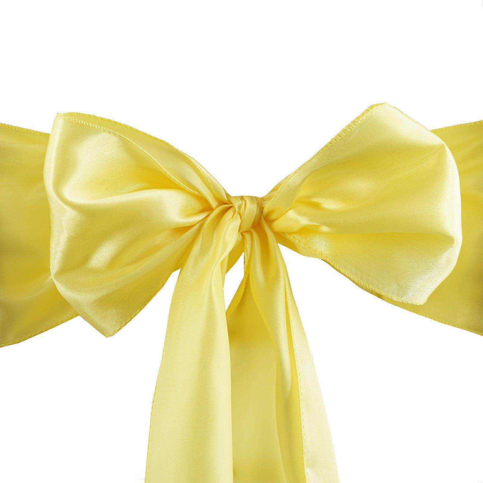 5-Piece Set of Durable Yellow Satin Chair Sashes with Shiny Finish, 6x106