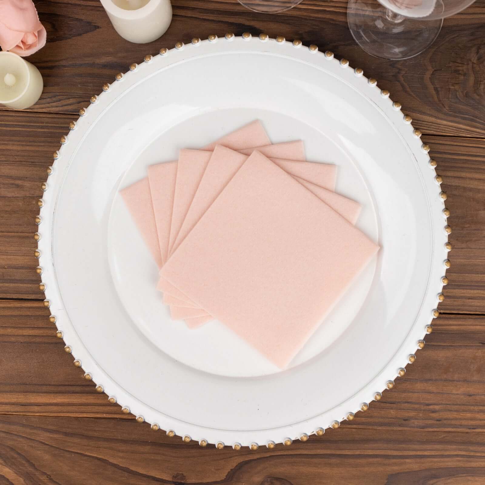 20-Piece Set of Blush 5x5 Airlaid Napkins - Soft, Absorbent & Linen-Like
