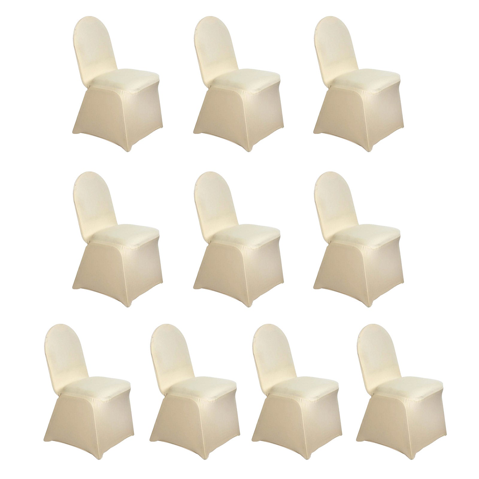 10-Pack Durable Reusable Champagne Spandex Stretch Slip-On Covers for Banquet Chairs