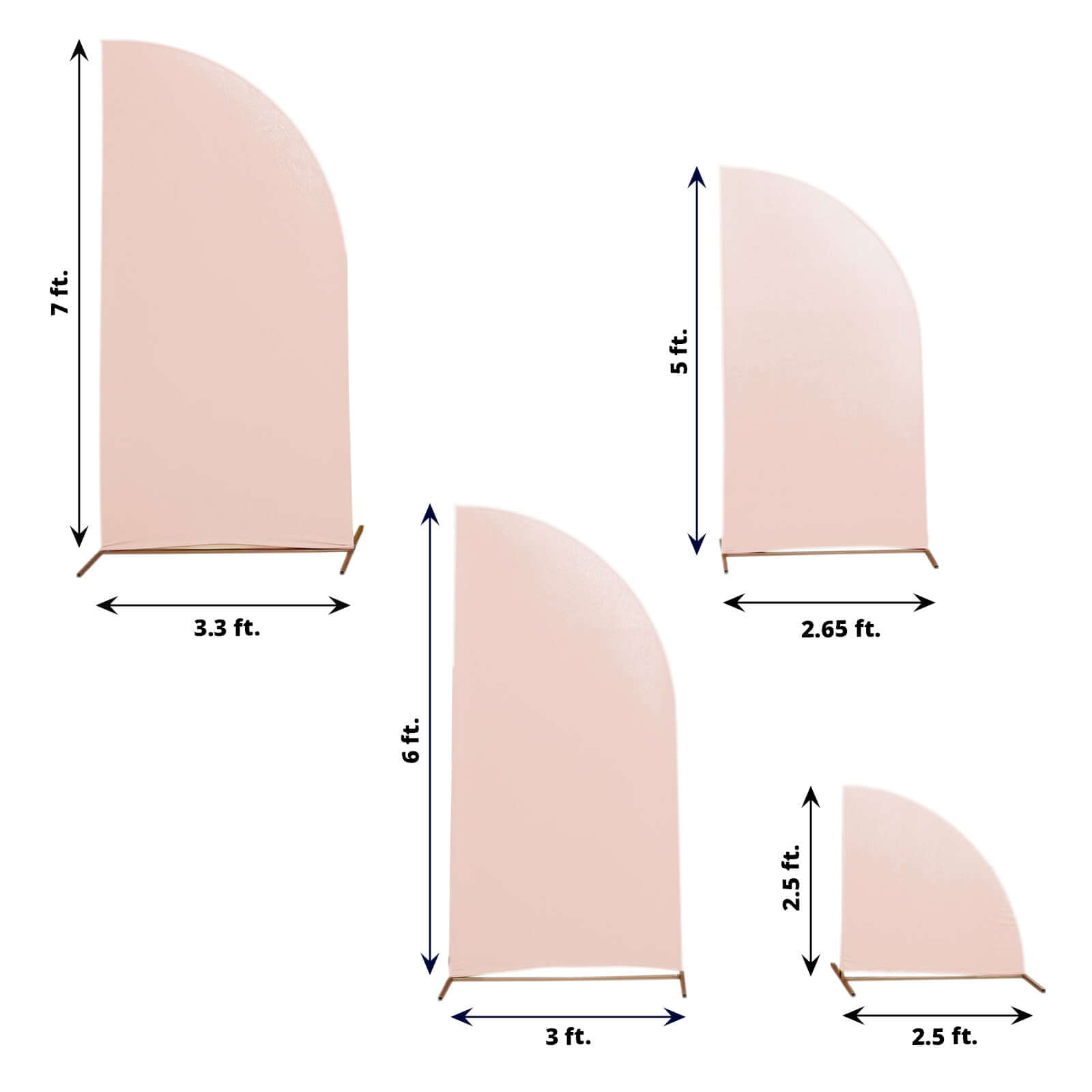 Hot Deal! Custom Fitted Set of 4 Matte Blush Spandex Half Moon Wedding Arch Covers in 4 Sizes