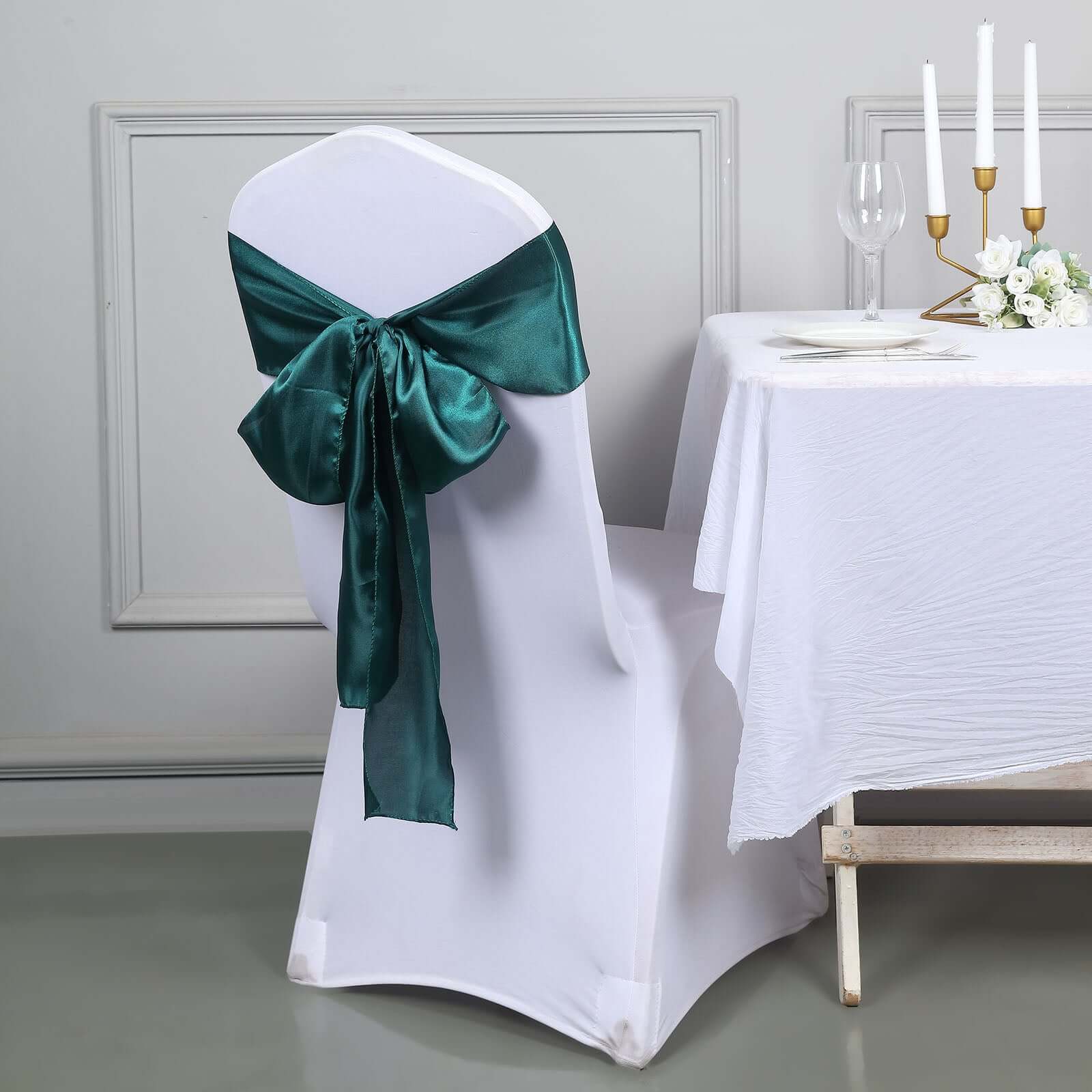 5-Pack Peacock Teal Satin Chair Sashes - Durable & Shiny Decor
