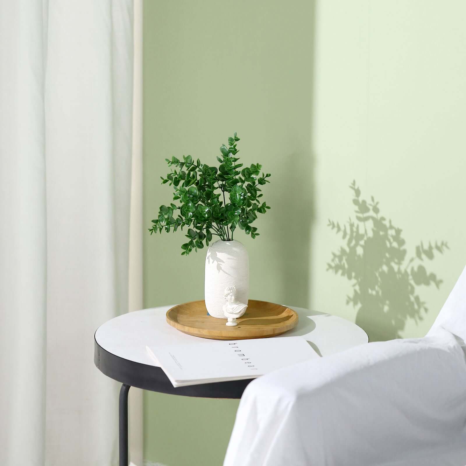 Set of 3 Artificial Dark Green Eucalyptus Stems, 13.5 Inches Tall