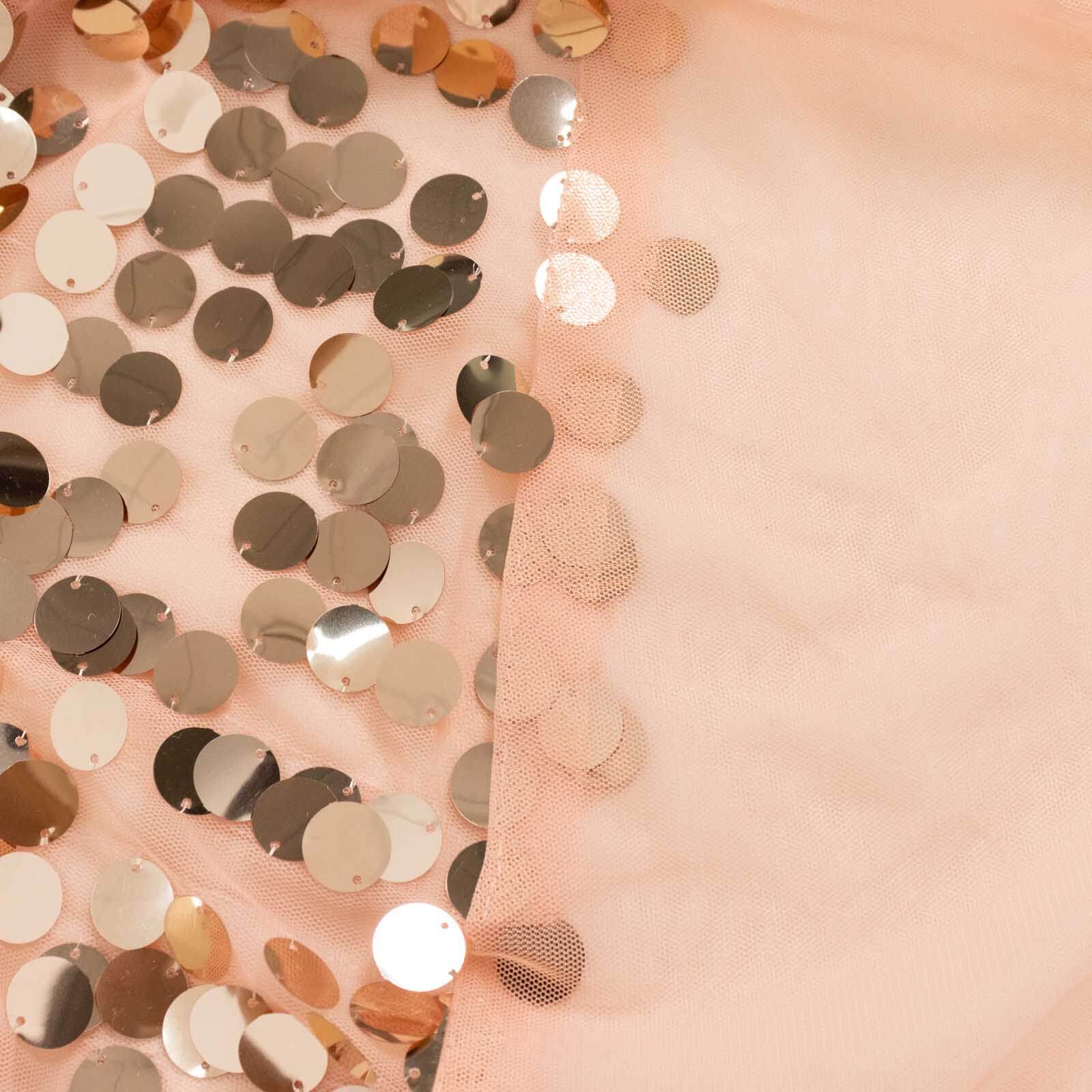 7.5ft Sparkly Rose Gold Sequin Cover for Round Wedding Arch Stand - Perfect Decor!